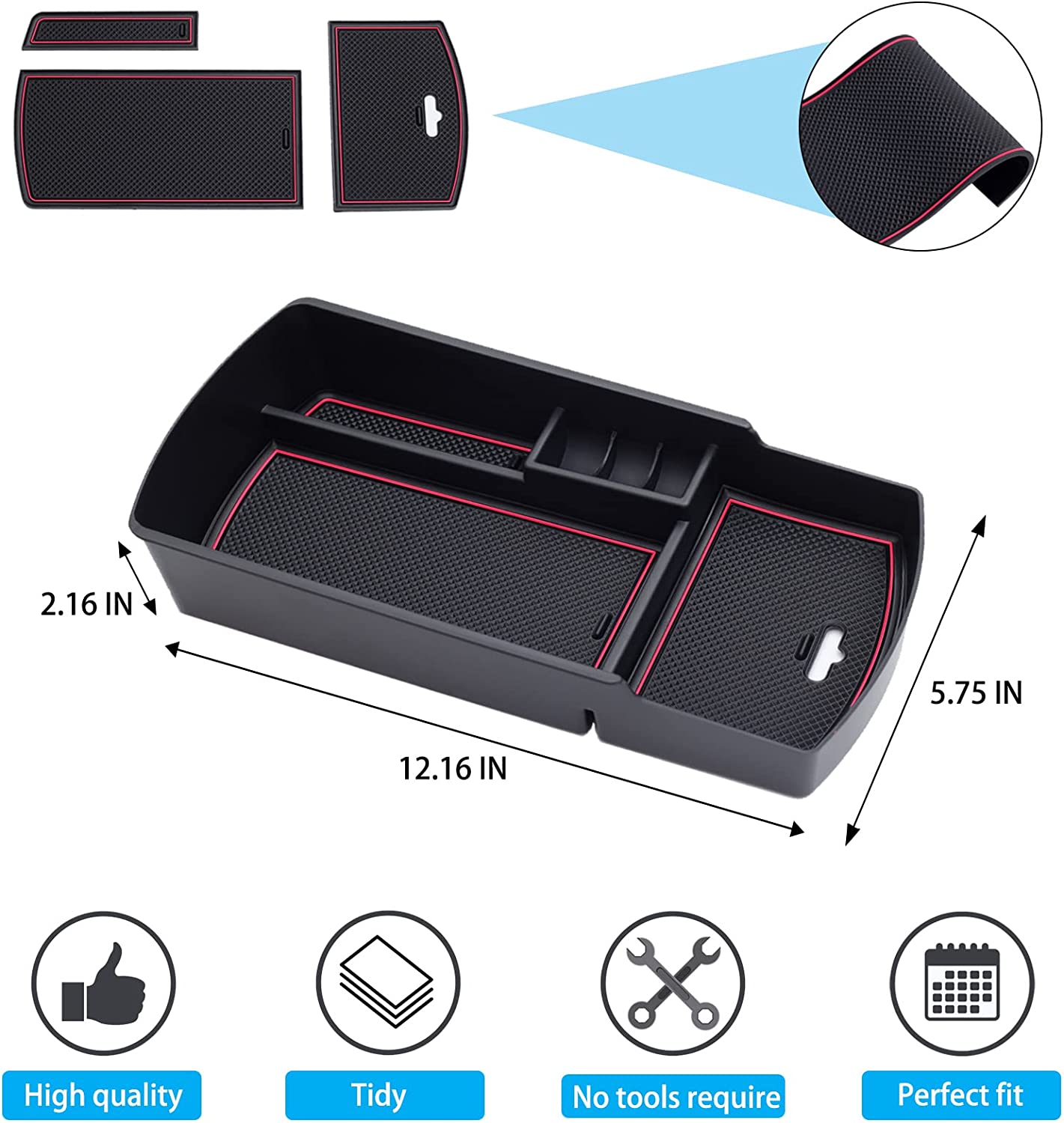 Console Organizer Compatible with Honda Accord 2018 2019 2020 2021 2022 ABS Plastic Material Armrest Box Insert Tray Pallet Accessories (NOT Fit for Manual Transmission Models) - Delicate Leather