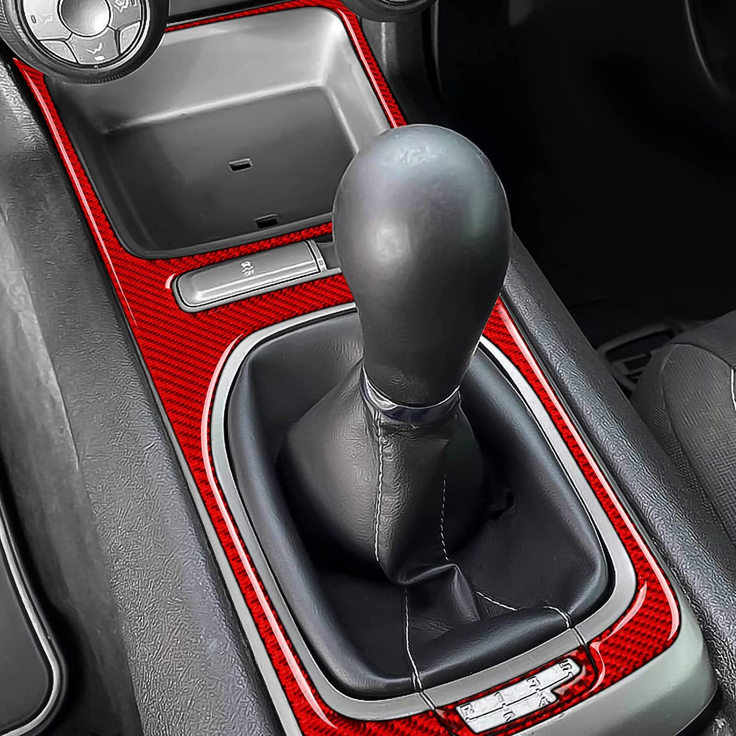 Carbon Fiber Car Gear Shift Panel Sticker Decal Interior Trim Cover for Camaro 2010 2011 2012 2013 2014 2015 Accessories - Delicate Leather
