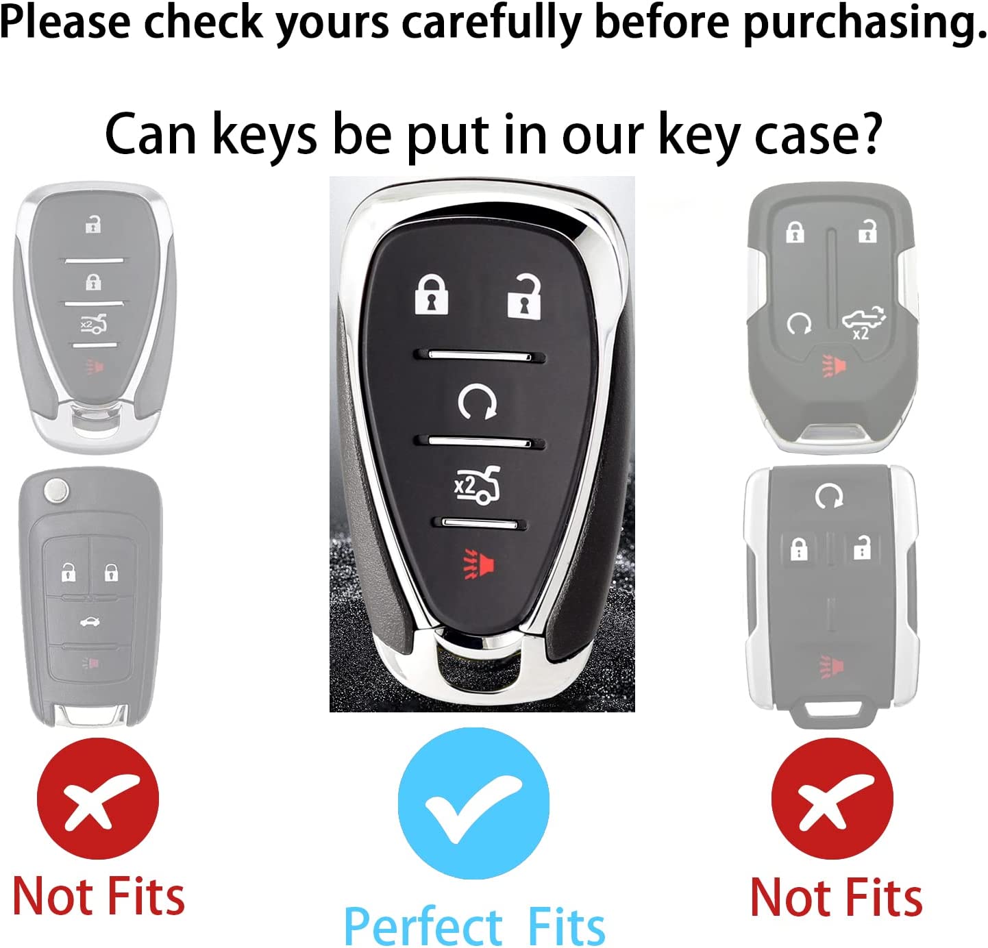 Key fob Cover.Two different materials Chevr keychain Accessories, 5 colors TPU key Cover .for Chevrolet,5 Buttons Smart Key - Delicate Leather
