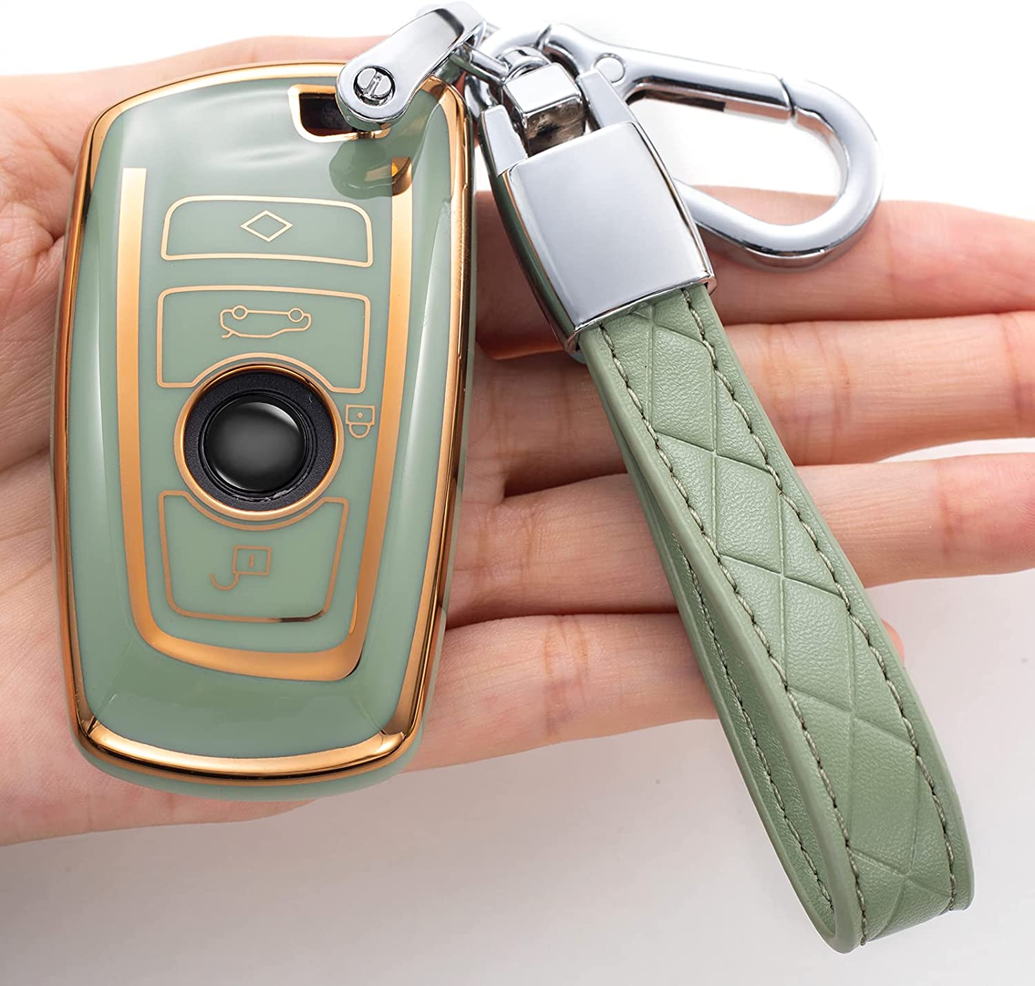 Key Fob Cover for BMW, Key Fob Case for BMW 1 3 4 5 6 7 Series X3 X4 M5 M6 GT3 GT5 Remote Control Key Premium Soft TPU Anti-dust Full Protection - Delicate Leather