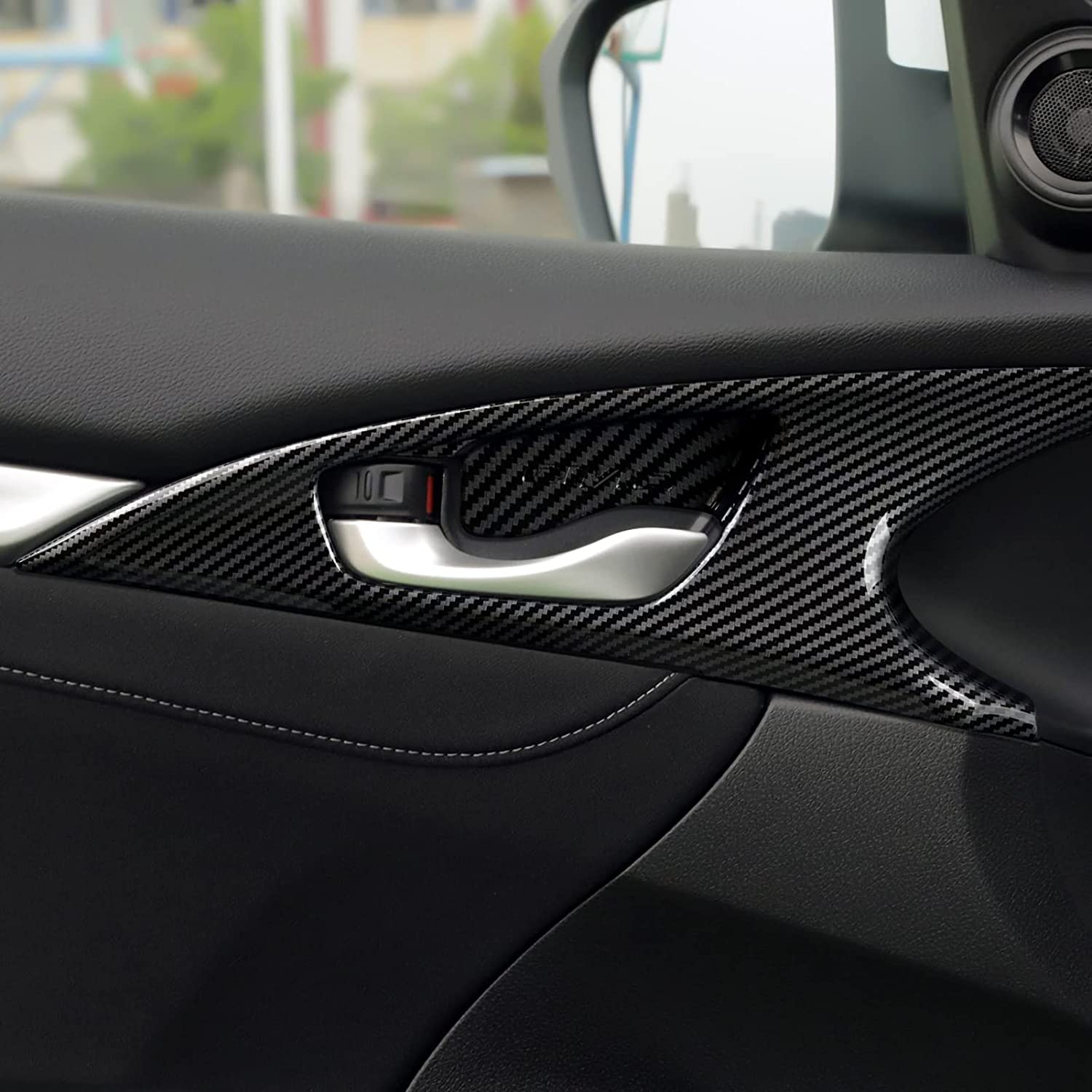 ABS Carbon Fiber Compatible with 10th Gen Accessories Inner Door Bowl Decals Interior Stickers - Delicate Leather