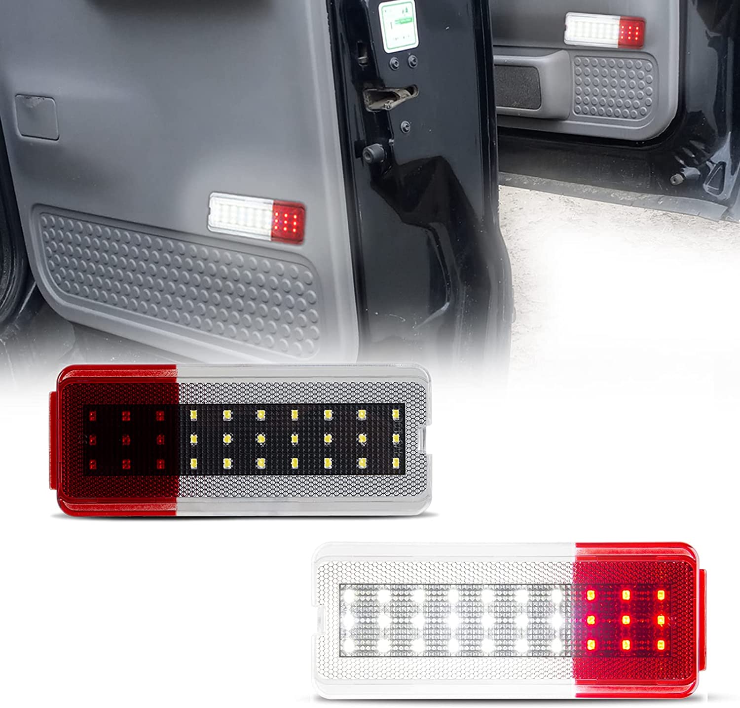 LED Interior Door Reflector Panel Courtesy light Door Light Warning Light Lamp Assembly Compatible with Ford (1999-2007 SuperDuty F250 F350 F450 F550 Super Duty & 2000-2005 Excursion),F81Z-2523820-AA - Delicate Leather