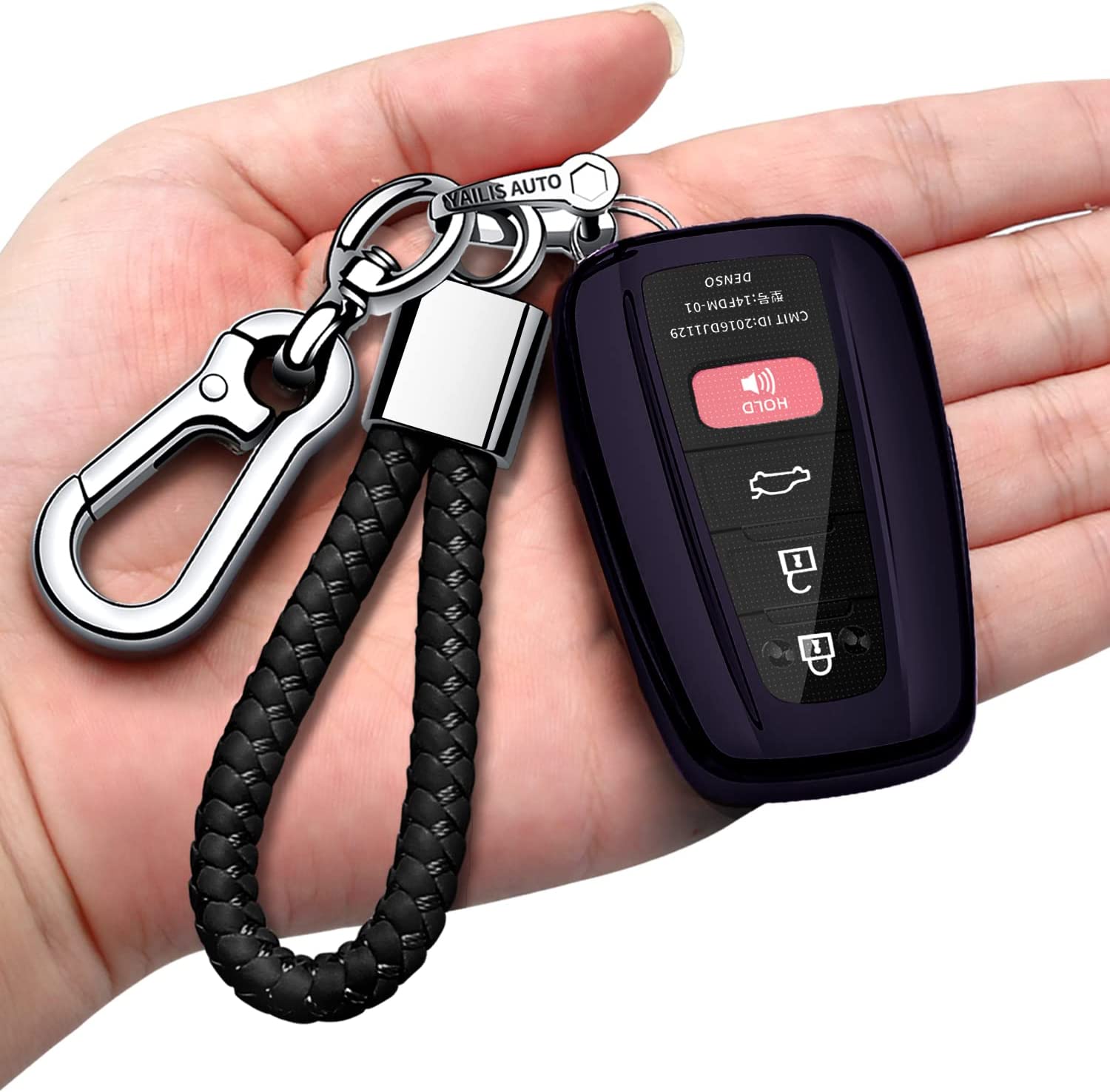 Key Fob Cover with Keychain Soft TPU Key Shell Case,For 2020-2022 Highlander 2018-2022 RAV4 Camry C-HR Corolla Avalon Prius GT86 Smart Key