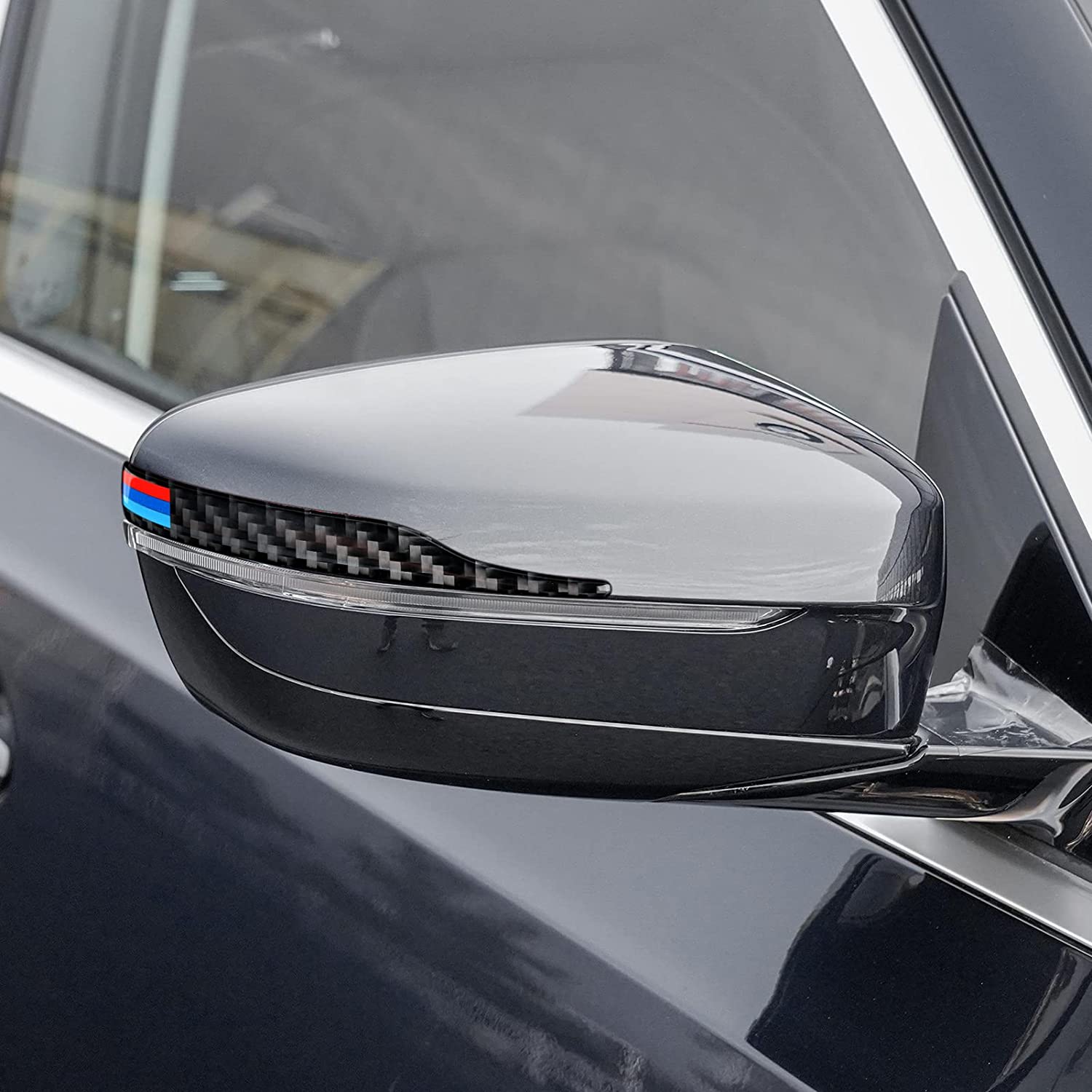 2PCS Universal Rearview Mirror Protector Sticker Anti Collision Strips Carbon Fiber Decal Trim Compatible with BMW 1 2 3 4 5 6 7 Series X1 X2 X3 X4 X5 X6 Accessories - Delicate Leather