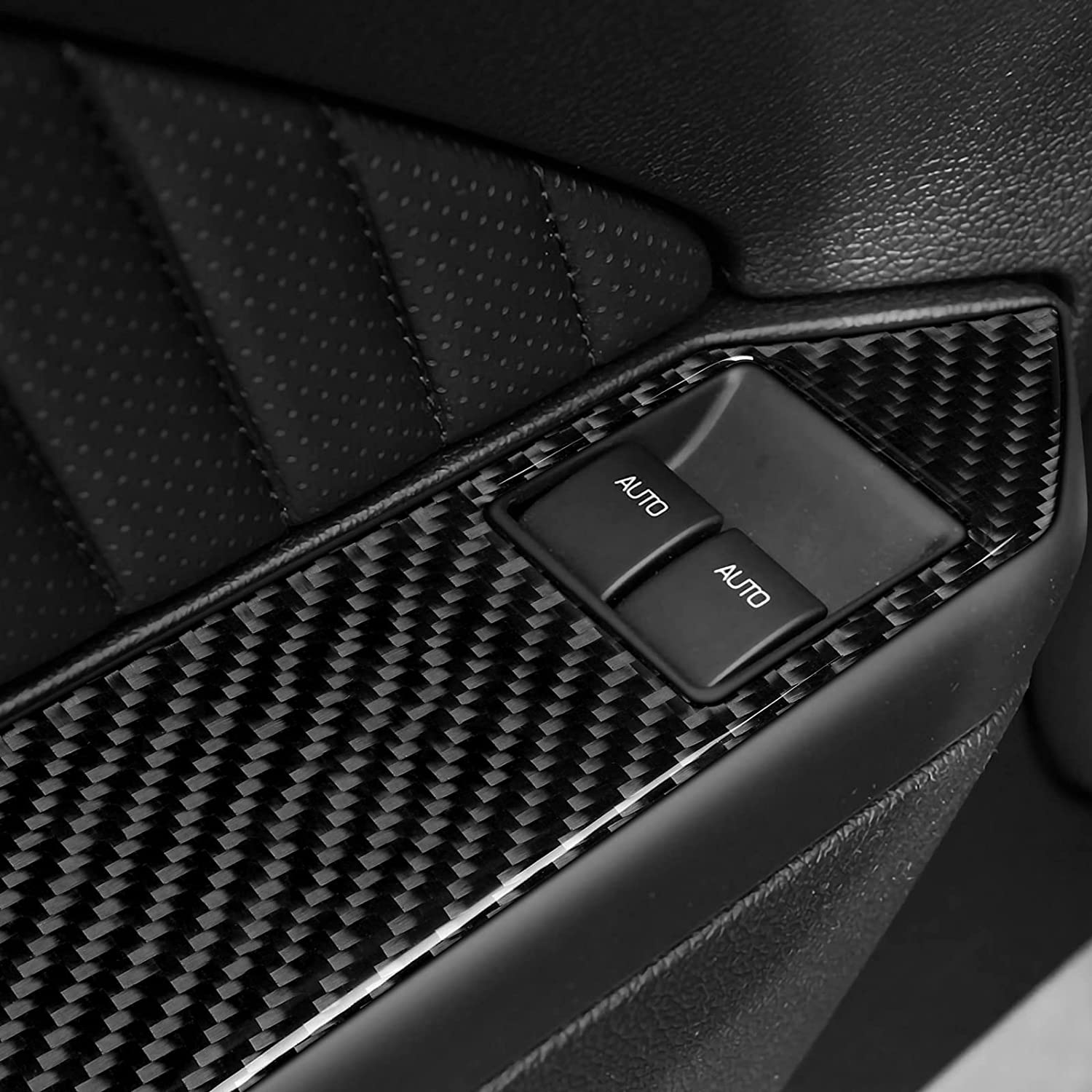 Car Window Lift Switch Sticker Decal Carbon Fiber Interior Trim Cover for GT 2005 2006 2007 2008 2009 S197 Accessories - Delicate Leather