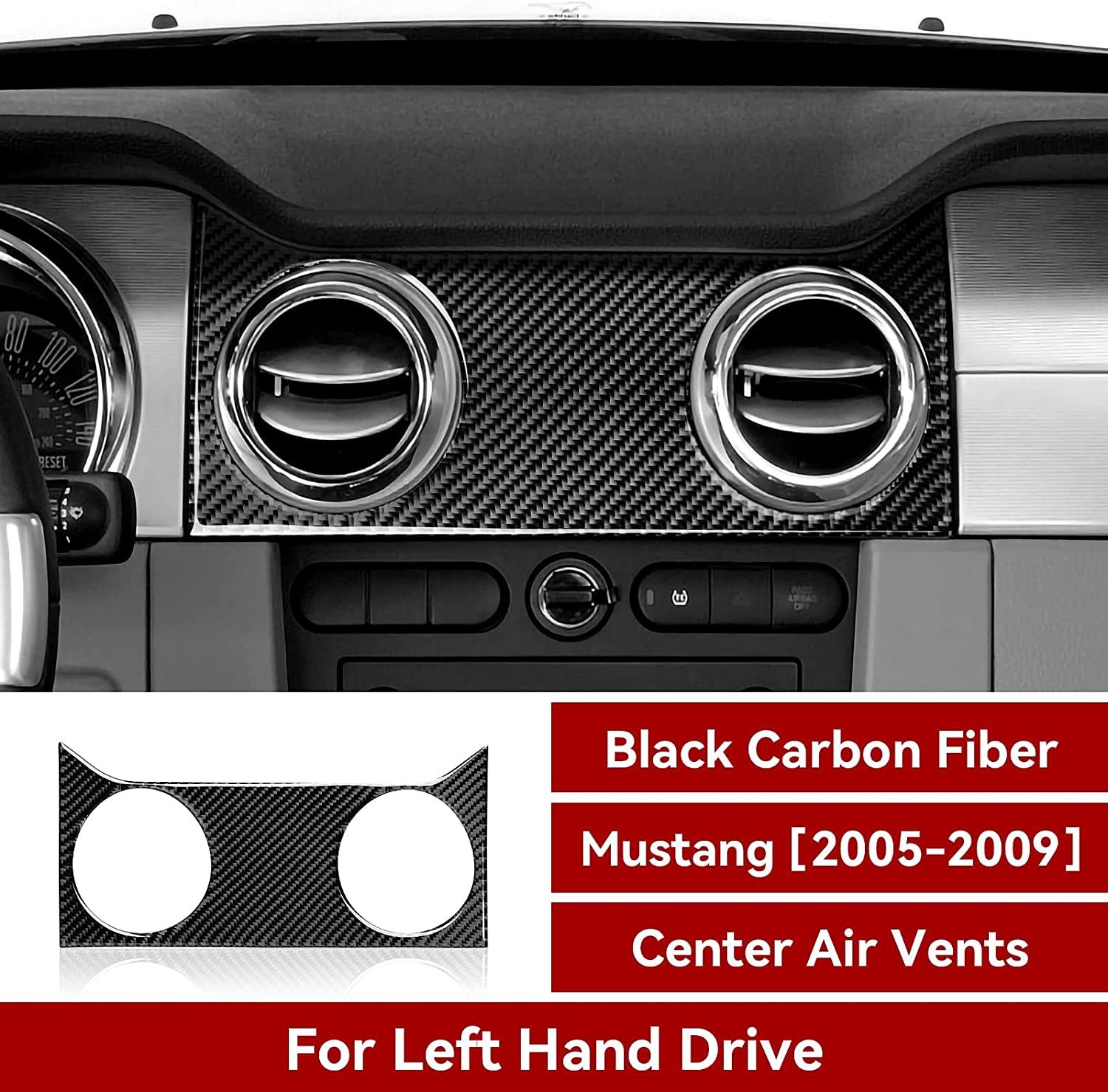 Carbon Fiber Car Interior Center Air Vents Trim Sticker Decal Cover for Mustang GT 2005 2006 2007 2008 2009 S197 Accessories - Delicate Leather
