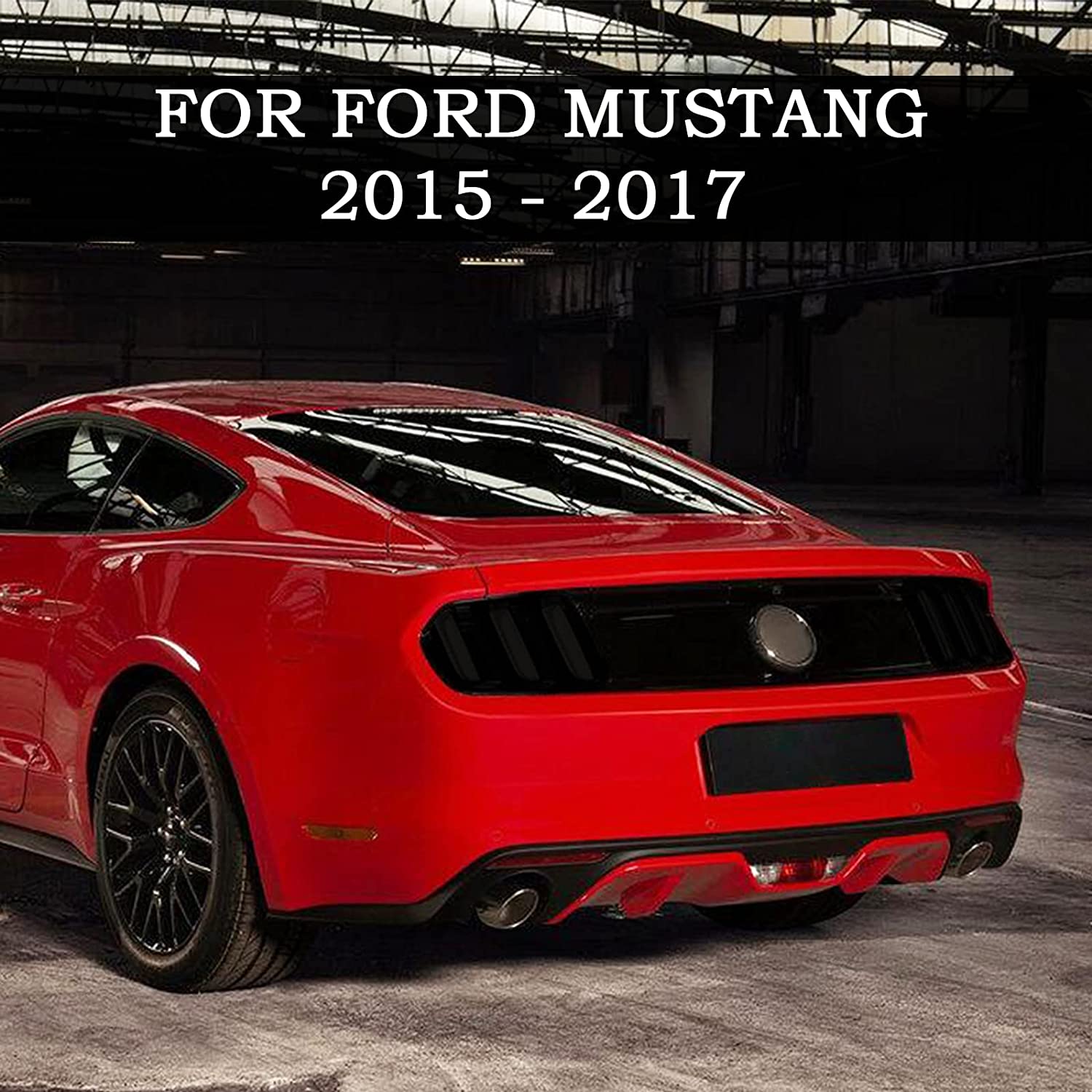 Tail Light Lamp Cover Guard Trim Frame Bezels Decoration Accessories for Ford Mustang (2015-2017 Smoke Black) - Delicate Leather