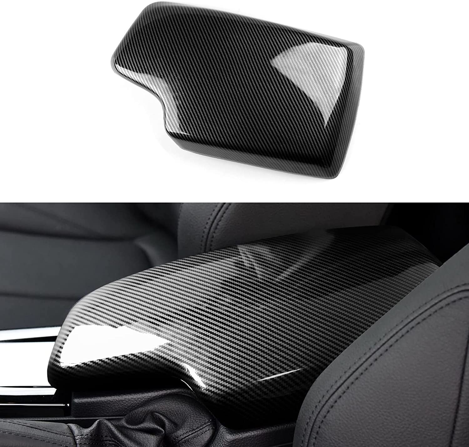 Car Armrest Cover Lid Storage Box Sticker Carbon Color ABS Decal Trim fits for F30 2012 2013 2014 2015 2016 2017 2018 2019 - Delicate Leather