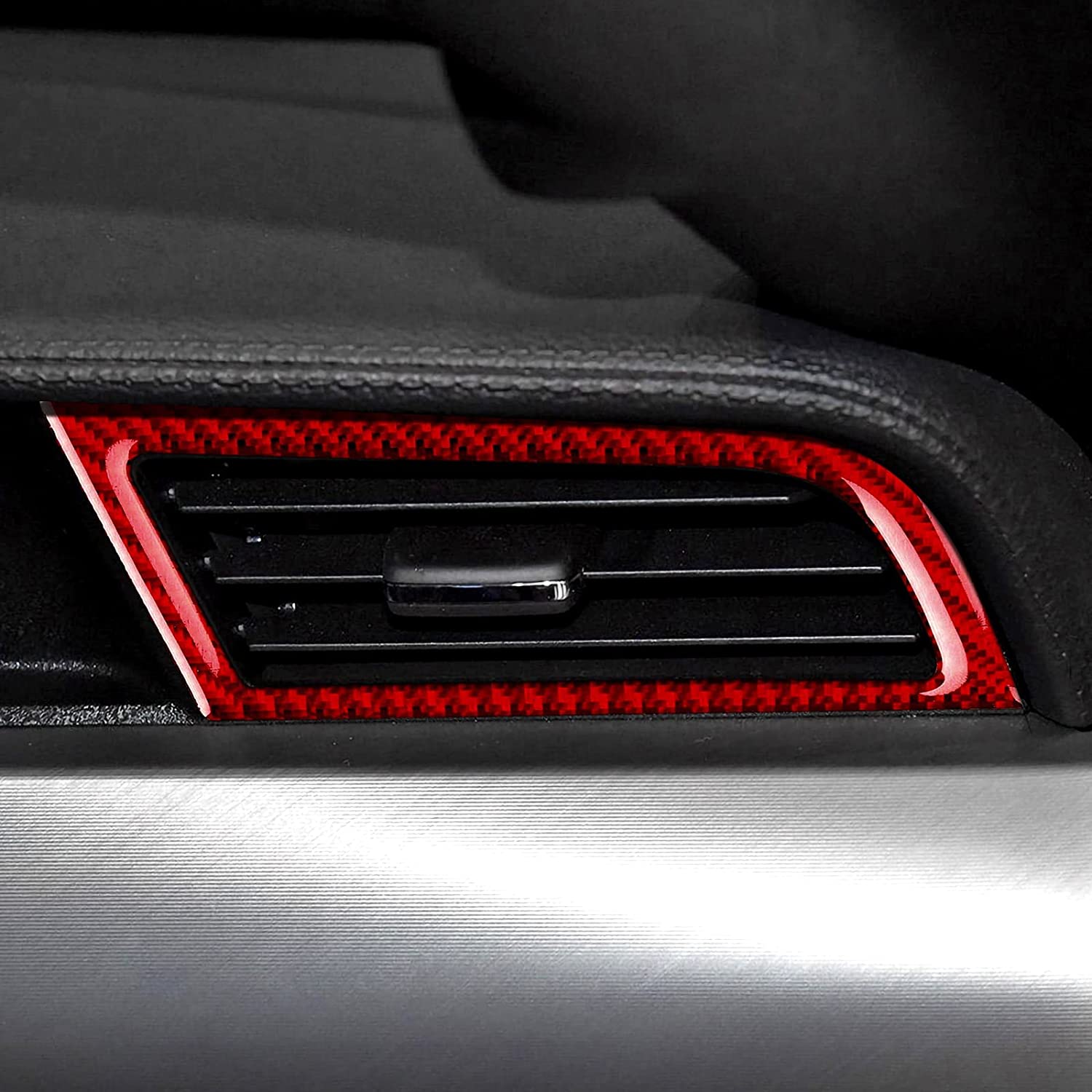 Carbon Fiber Car Side Air Conditioning Vent Sticker Decal Interior Trim Cover for Mustang 2015 2016 2017 2018 2019 2020 Accessories - Delicate Leather