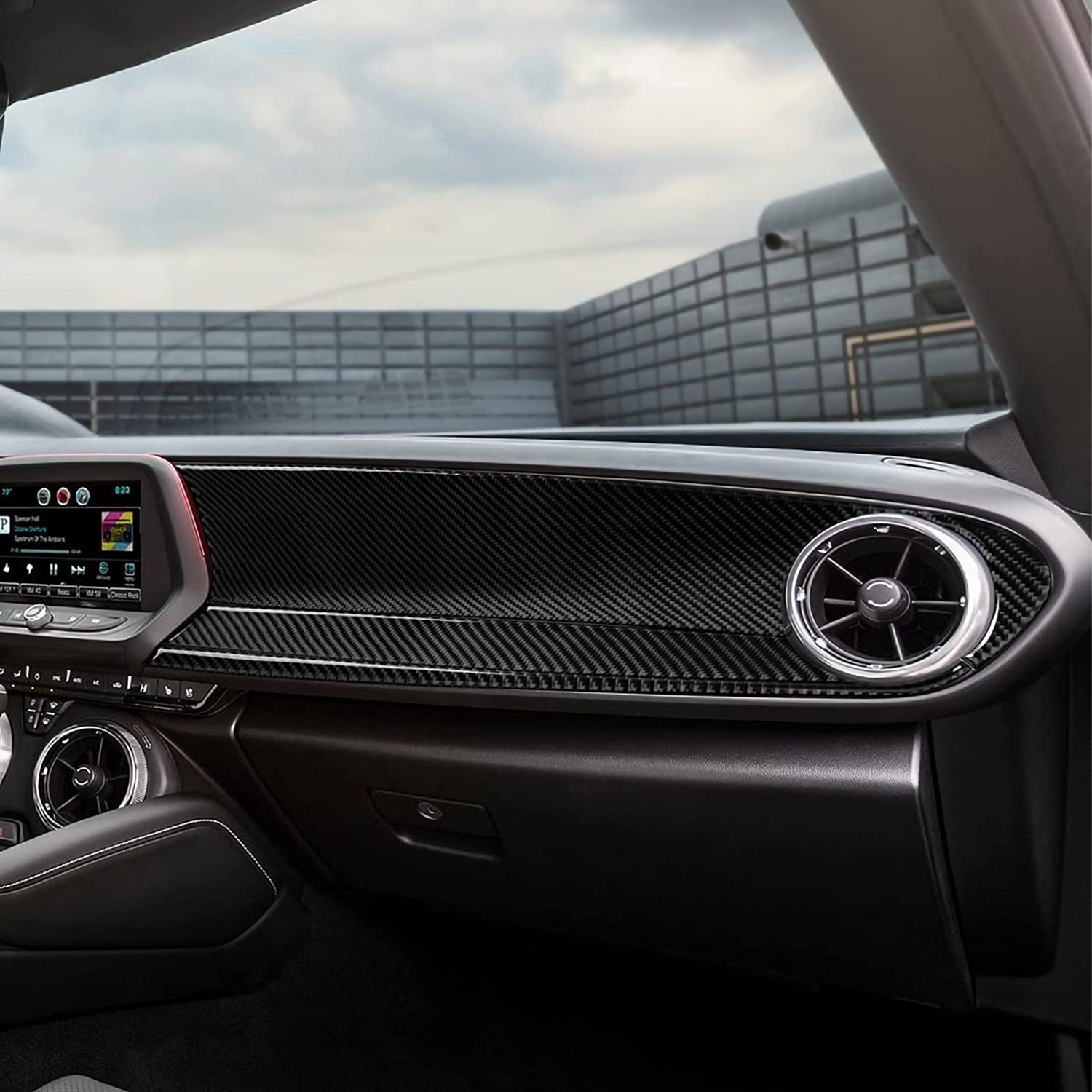 Car Copilot Center Console Dashboard Sticker Decal Carbon Fiber Interior Trim Cover Compatible with Camaro 2016 2017 2018 2019 Accessories - Delicate Leather