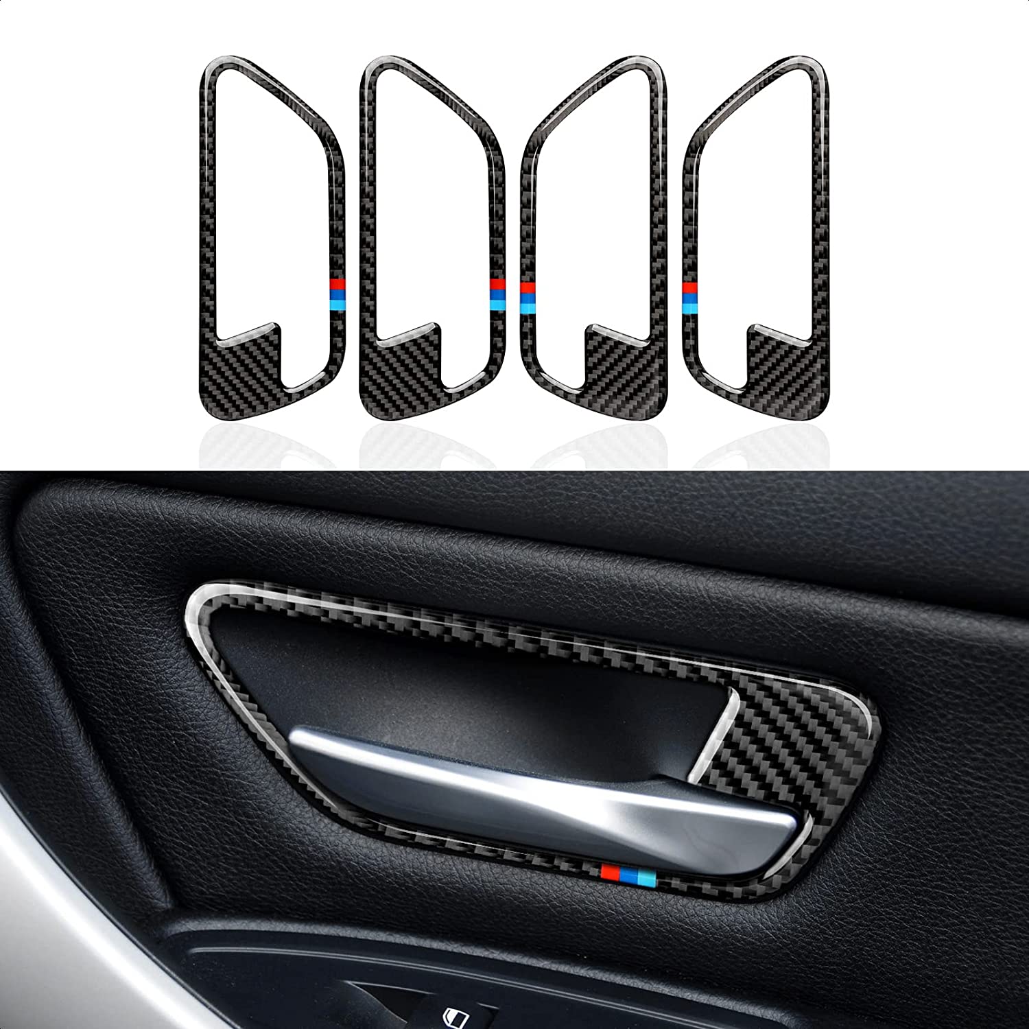 2PCS Car Door Bowl Frame Decals Sticker Carbon Fiber Trim Compatible with F30 F31 F34 3GT F32 F33 F36 2012 2013 2014 2015 2016 2017 2018 2019 Interior Accessories