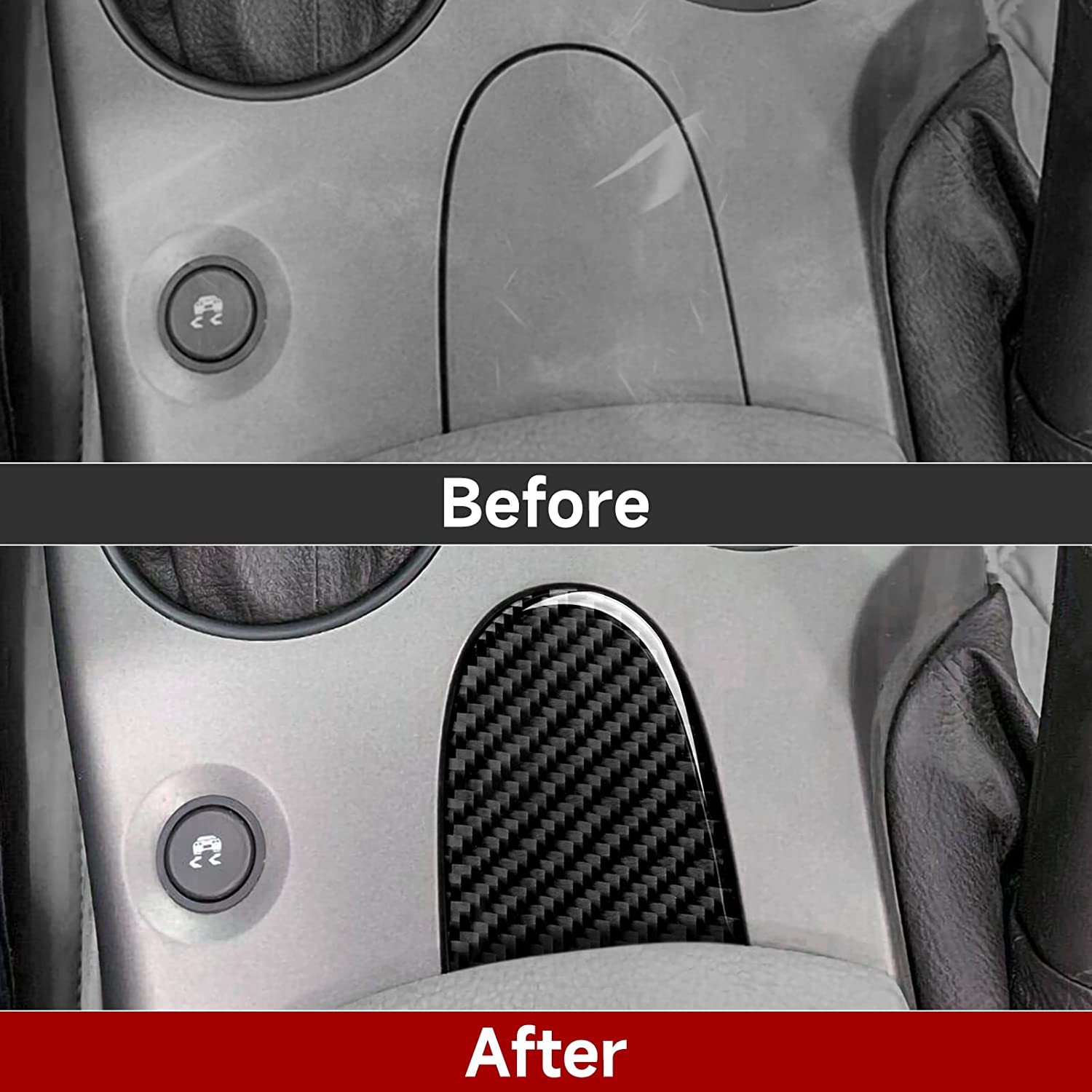 Car Gear Shift Panel Sticker Decal Interior Trim Cover Compatible with C6 2005 2006 2007 Car Decoration Accessories - Delicate Leather