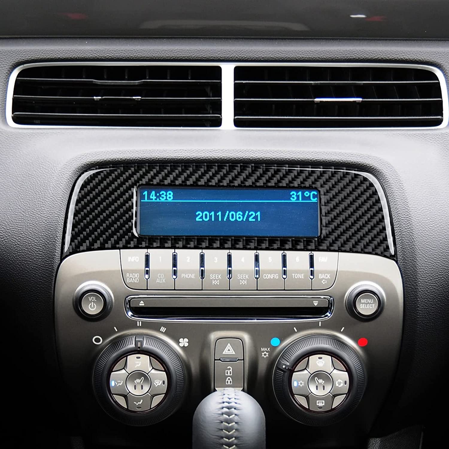 Car Central Control CD Panel Sticker Decal Carbon Fiber Interior Trim Cover - Delicate Leather