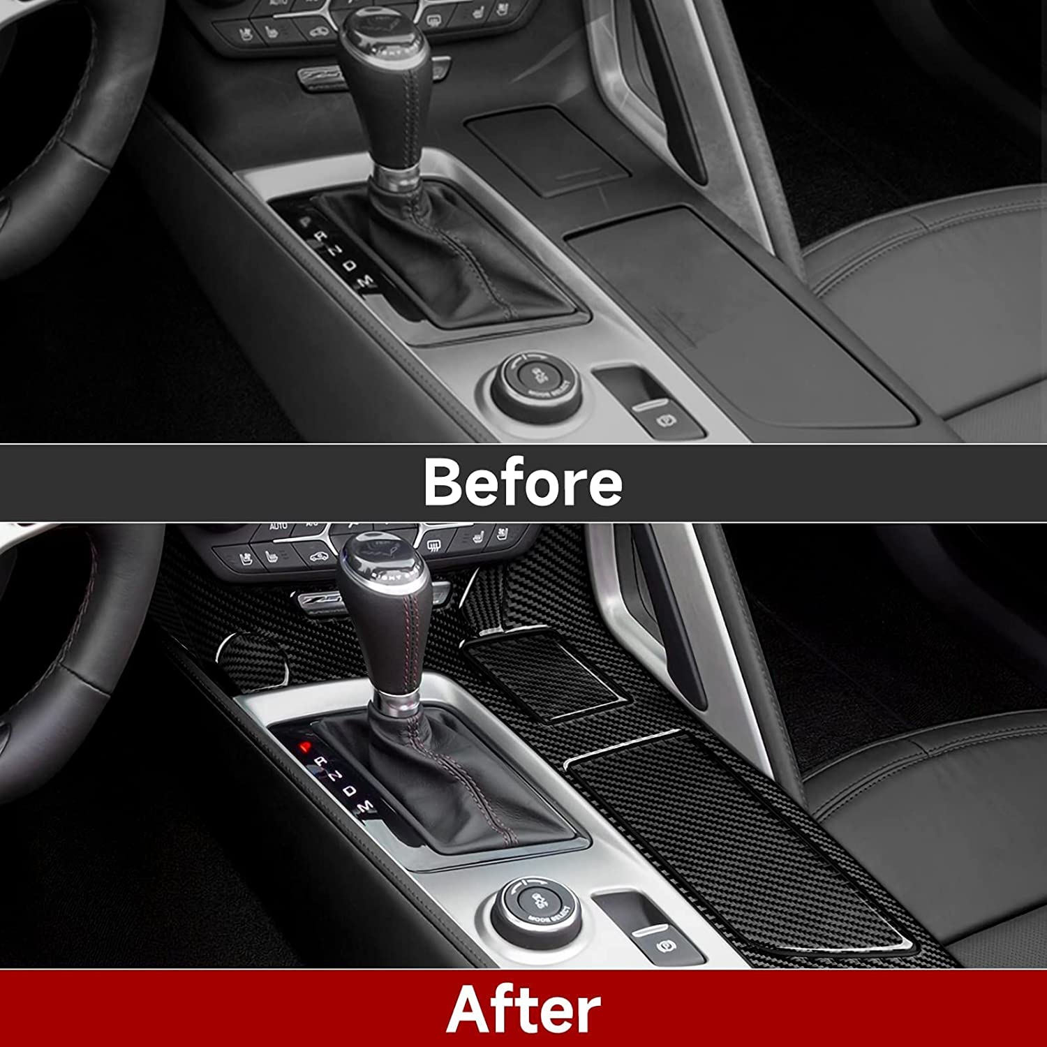 C7 Car Central Console Cup Holder Sticker Decal Carbon Fiber Interior Trims Accessories Cover for C7 2014 2015 2016 2017 2019 - Delicate Leather