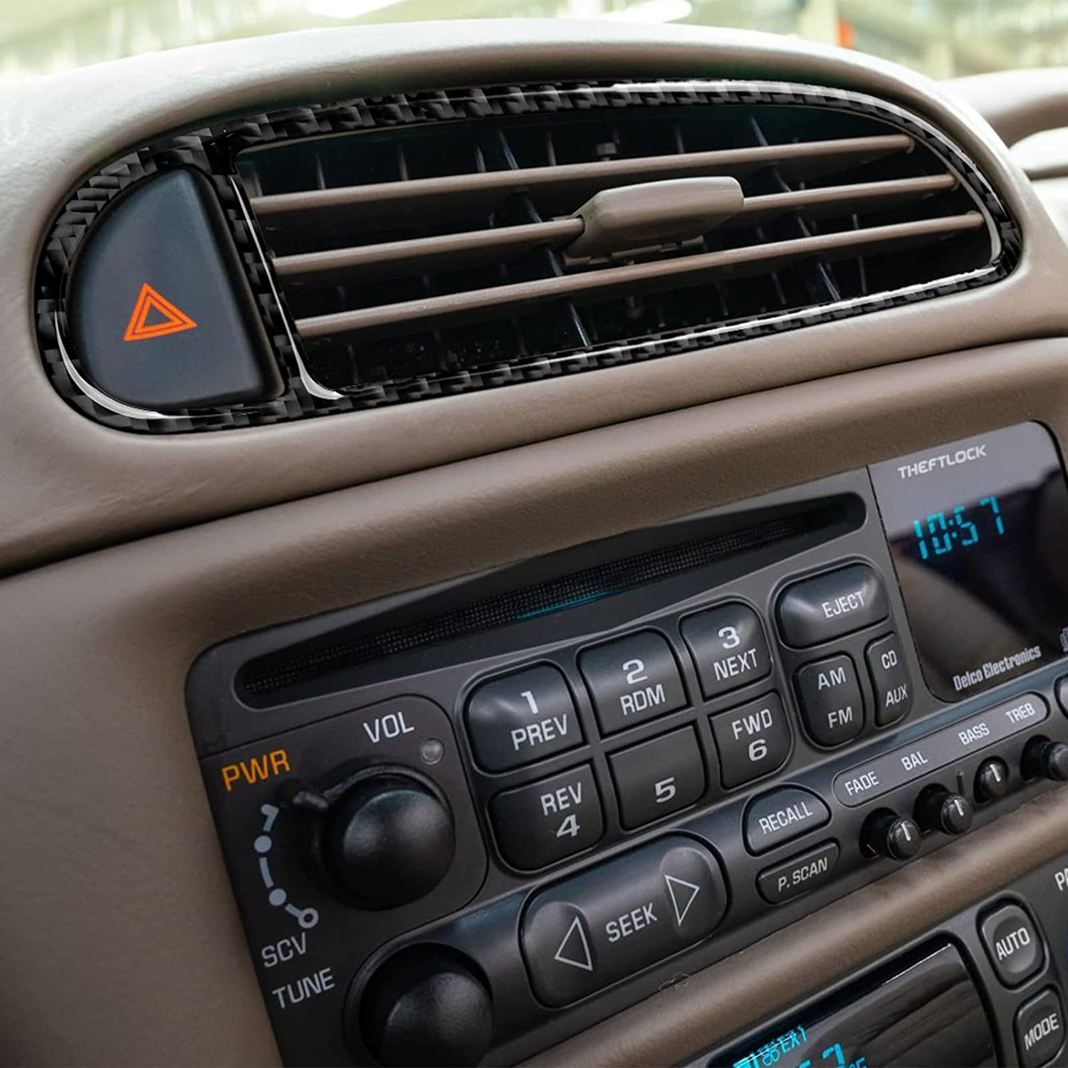 Carbon Fiber Car Central Air Outlet Sticker Decal Interior Trim Cover for C5 1998 1999 2000 2001 2002 2003 2004 Accessories - Delicate Leather