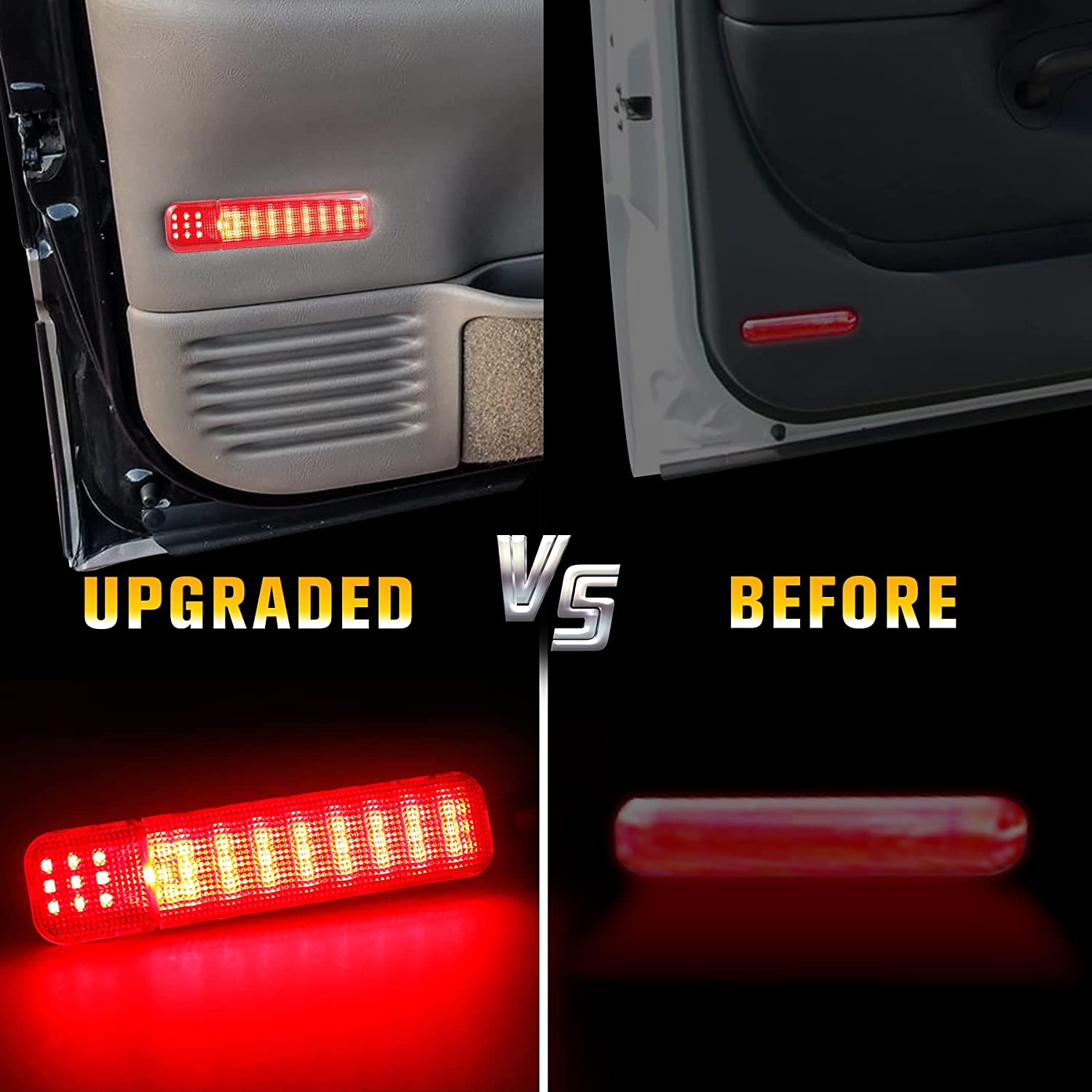 Interior Lights LED Door Panel Courtesy Light Red Step Light Assembly Compatible with Silverado/Sierra C/K 1500 2500 3500 Pickup Suburban Tahoe Avalanche Yukon Cadillac Escalade - Delicate Leather