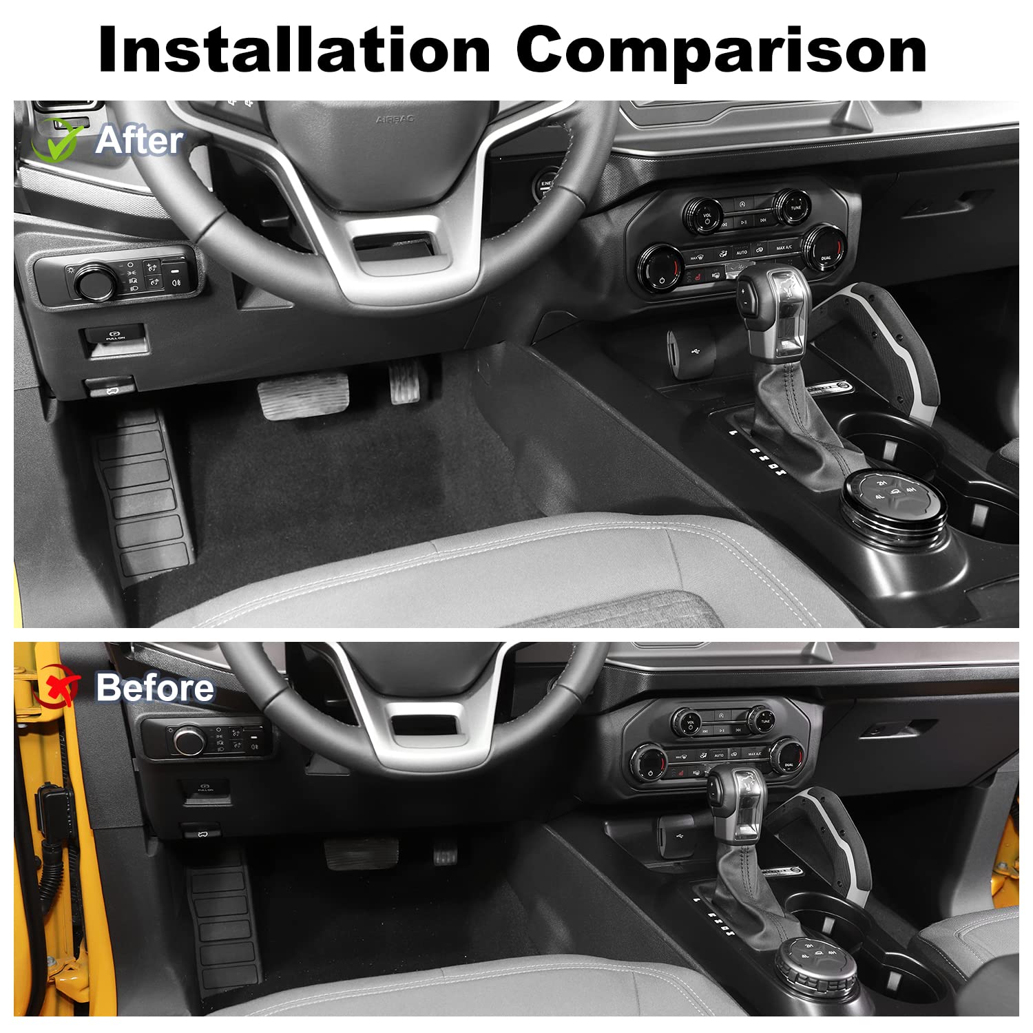 Air Conditioner Headlight Switch Knob 4WD Wheel Drive Trailer Gear Switch Knob Cover for 2021-2022 Ford Bronco Accessories Aluminum Alloy 6PCS?Don't fit Bronco Sport? - Delicate Leather