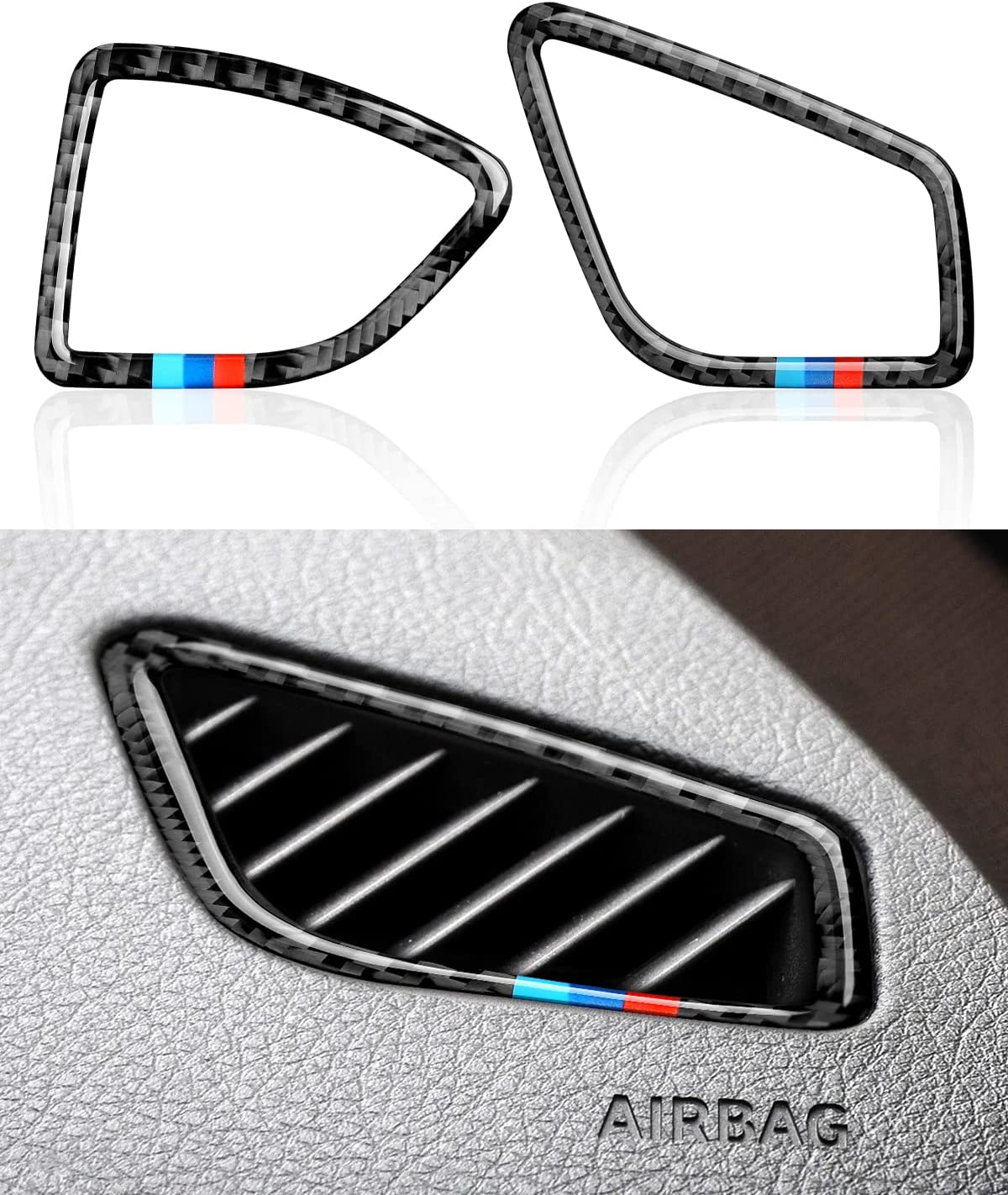 8PCS Car Air Vent Decal Carbon Fiber Sticker Trim Cover Compatible with 3 4 Series Accessories (B) -- ONLY for F30 (2016-2019), F32 F34 (2017-2019) - Delicate Leather