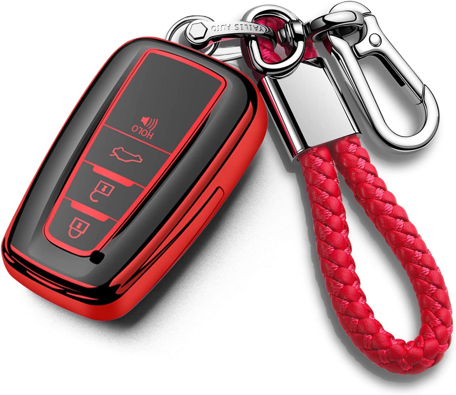Toyota Key Fob Cover with Keychain,Special Soft TPU Key Case Protector Compatible with 2018-2022 RAV4 Camry Avalon Corolla Highlander C-HR Prius - Delicate Leather