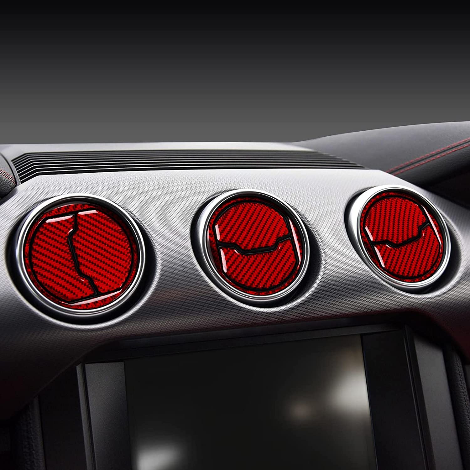 Carbon Fiber Car Central Air Outlet Sticker Decal Interior Trim Cover for Mustang 2015 2016 2017 2018 2019 2020 Accessories - Delicate Leather