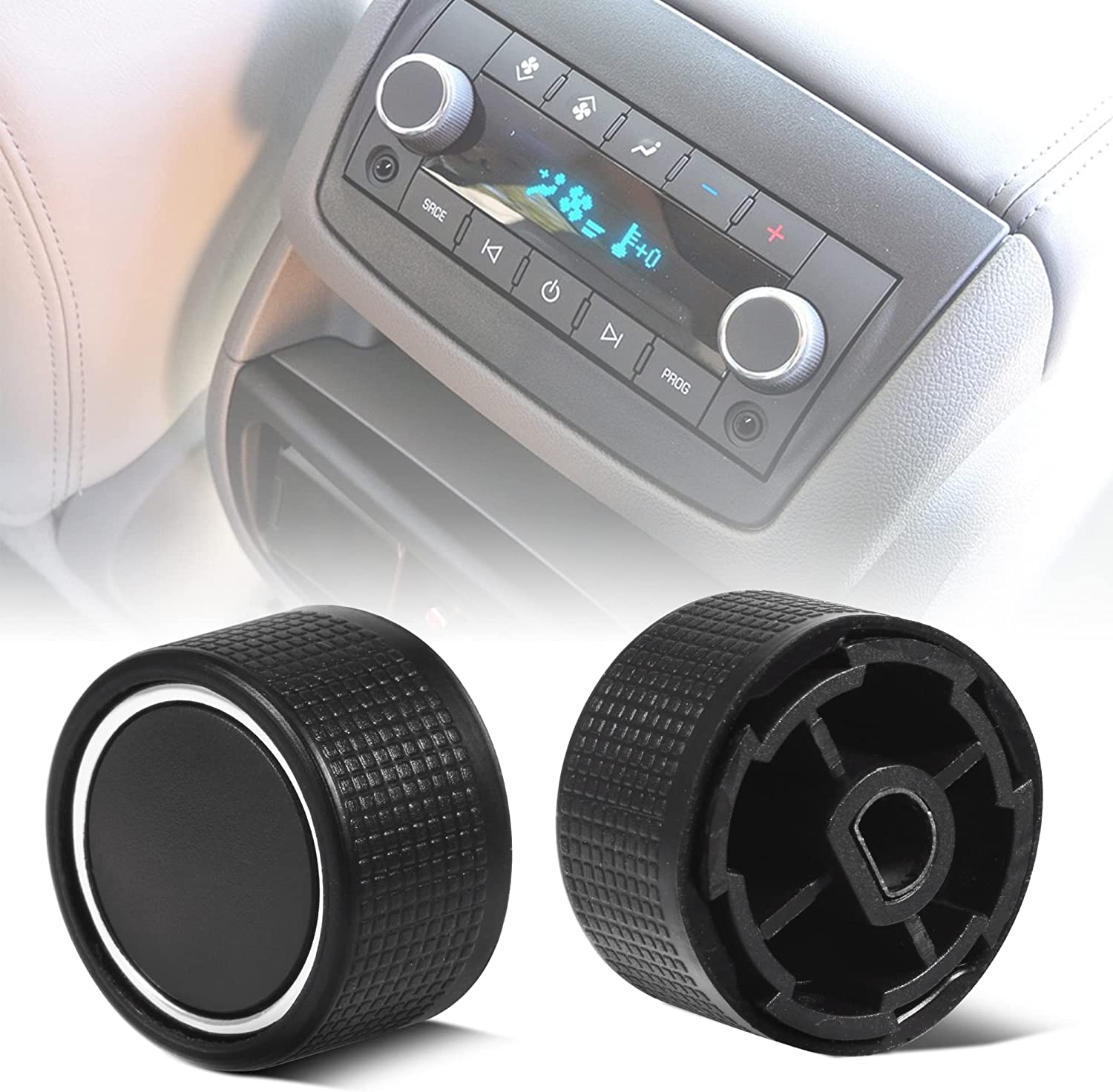 Replacement GM 22912547 Rear Radio Volume Control Knob Button,AC Dash Button Stickers Repair Kit for Select GM Vehicles for 07-14 - Delicate Leather