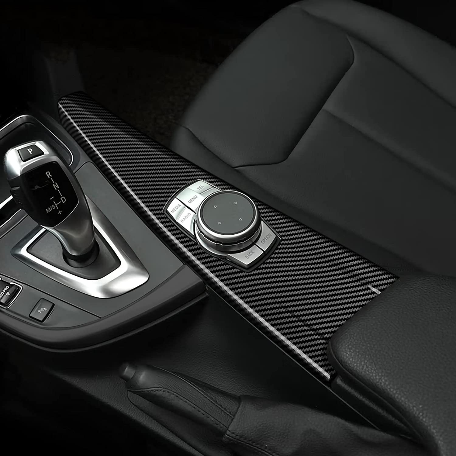 Car Multimedia Cover Sticker Wrap Carbon Color ABS Decal Trim fits for F30 F31 F34 3GT F32 F36 Accessories - Delicate Leather