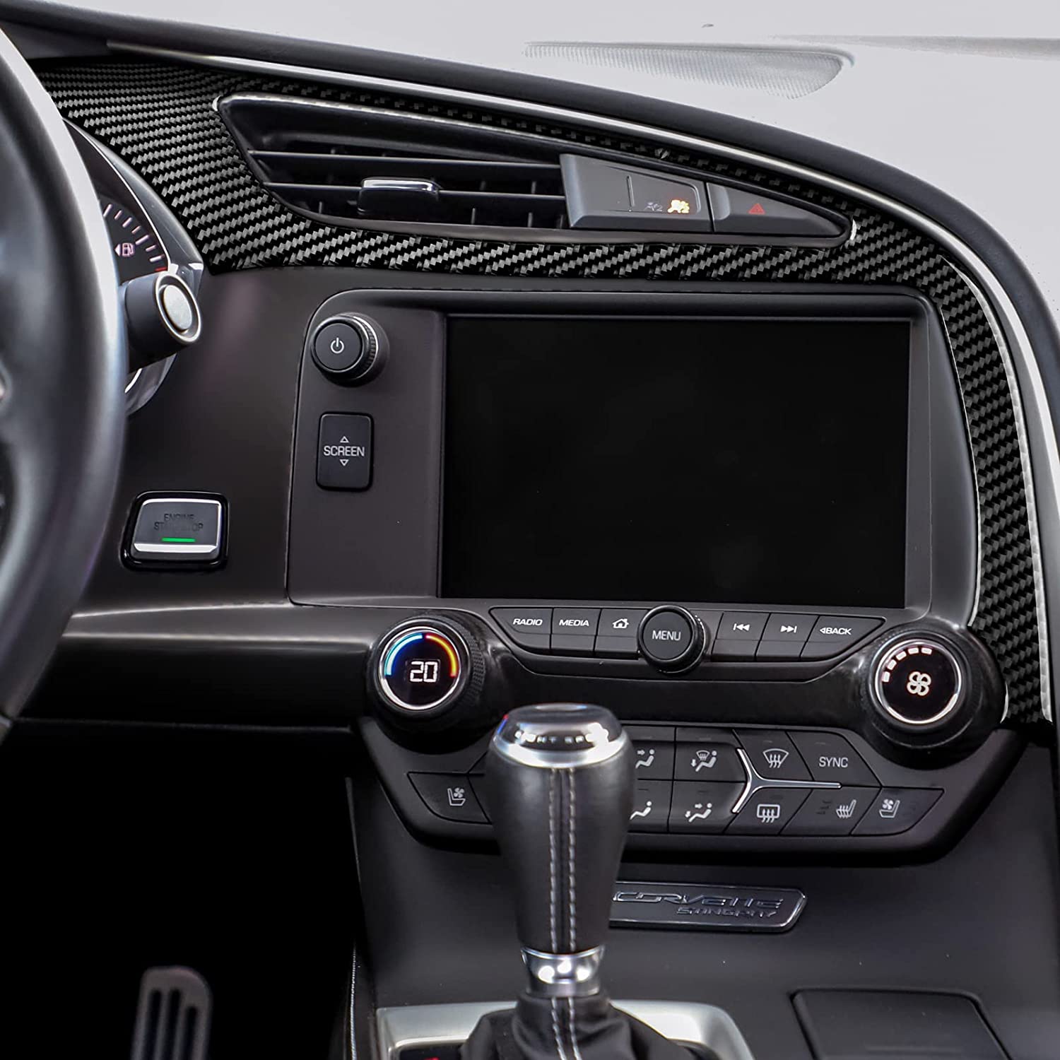 C7 Car Center Air Vent Sticker Decal Carbon Fiber Interior Trim Accessories Cover for C7 2014 2015 2016 2017 2018 2019 - Delicate Leather