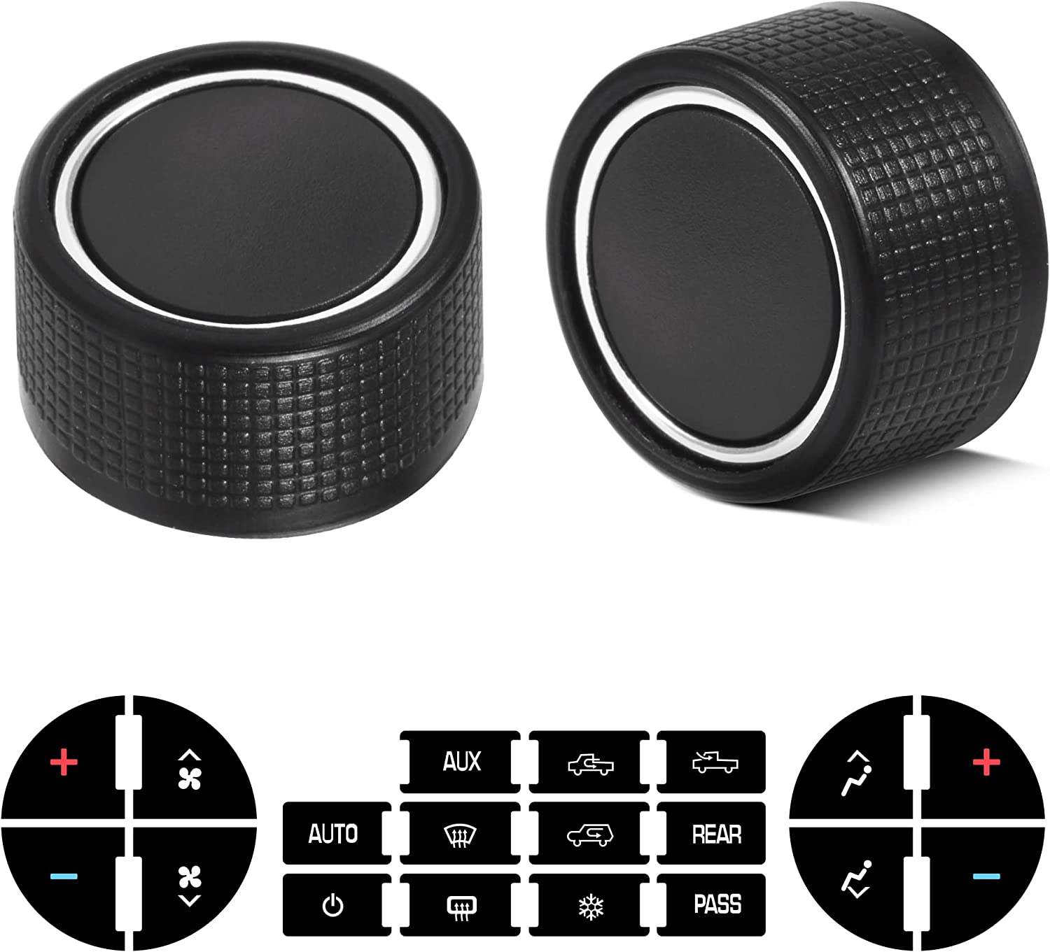 Replacement GM 22912547 Rear Radio Volume Control Knob Button,AC Dash Button Stickers Repair Kit for Select GM Vehicles for 07-14 - Delicate Leather