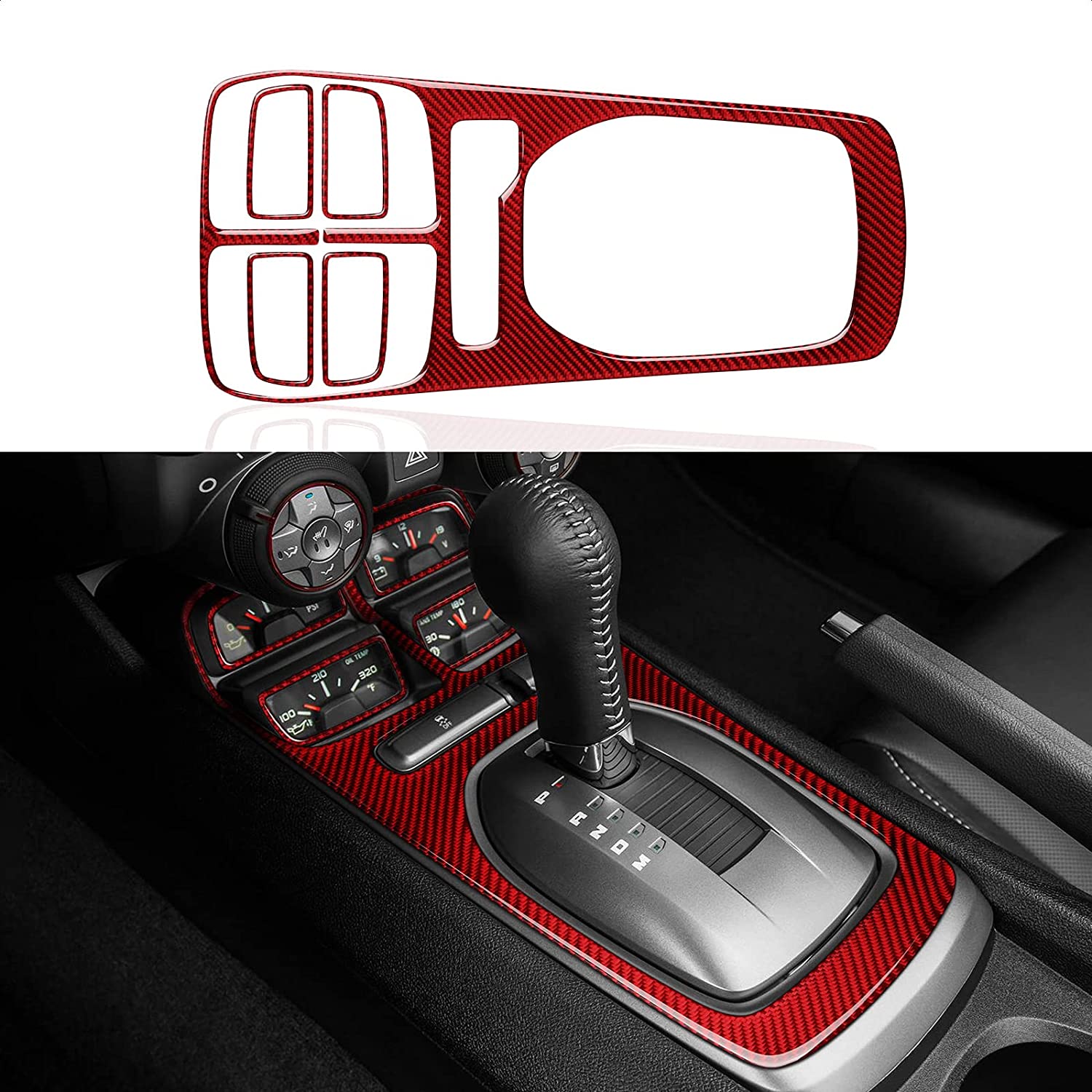 Carbon Fiber Car Gear Shift Panel Sticker Decal Interior Trim Cover for Camaro 2010 2011 2012 2013 2014 2015 Accessories - Delicate Leather