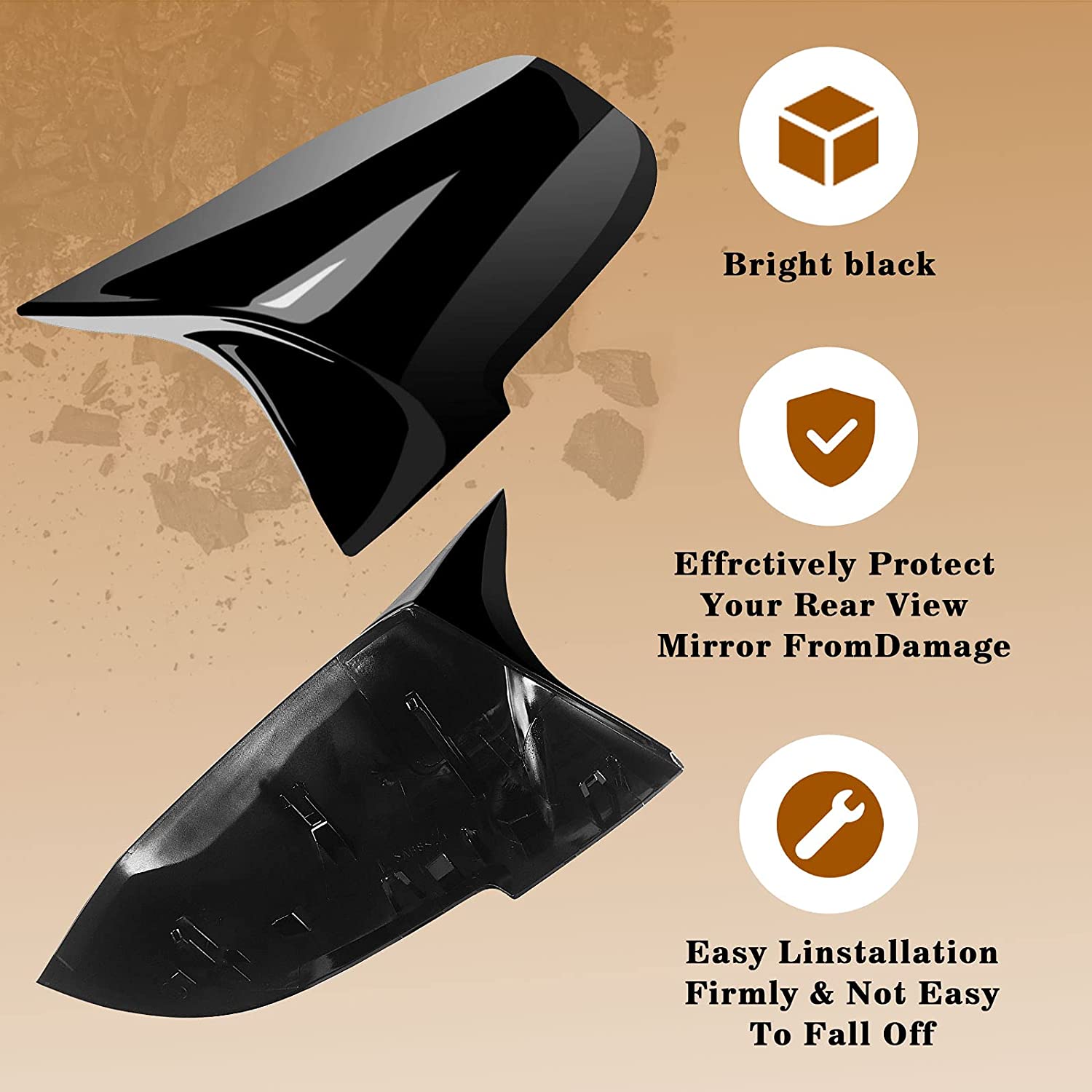 Door Mirror Covers,Glossy Black Replacement Rearview Side Mirror Covers Caps Rearview Replacement for F20 F22 F23 F30 F31 F32 F33 F36 F87 M2 X1 E84 - Delicate Leather