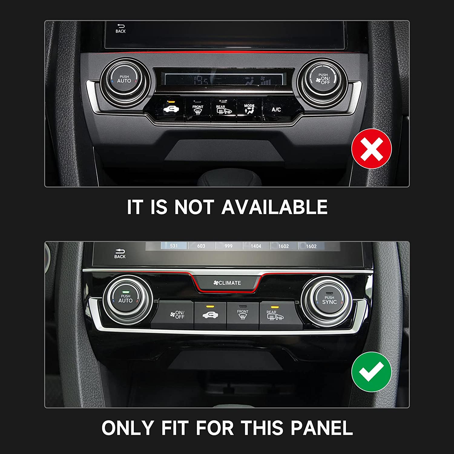 ABS Carbon Fiber Compatible with 2016 2017 2018 2019 2020 2021 Civic 10th Gen Accessories Air Condiitioning Center Console Panel Interior Sticker - Delicate Leather