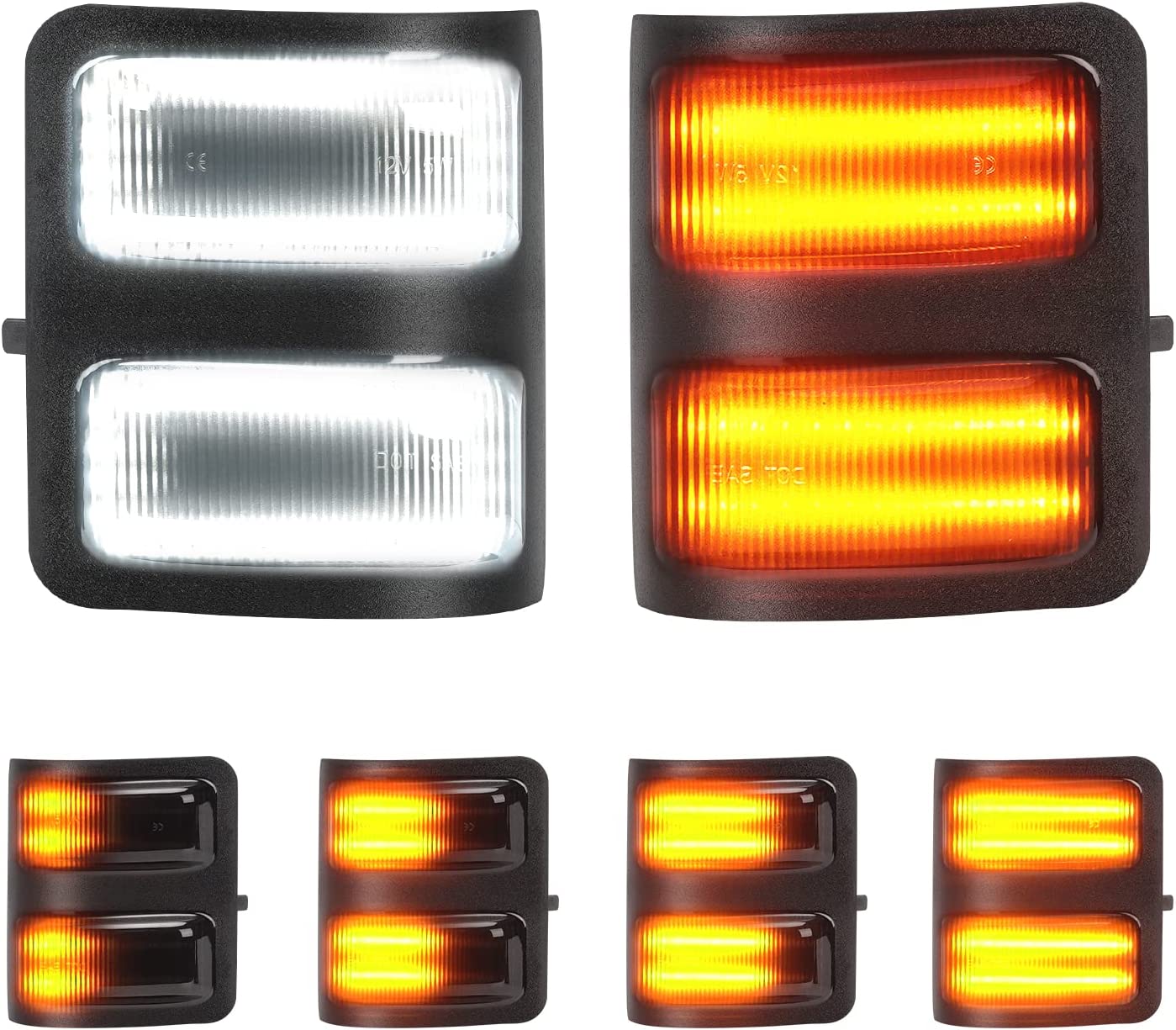 Switchback LED Side Mirror Marker Lights for 2008-2016 Ford F250 F350 F450 F550 Super Duty, Sequential Amber Turn Signal Lights, White Running Lights, Replace OEM Mirror Markers Lamps - Delicate Leather