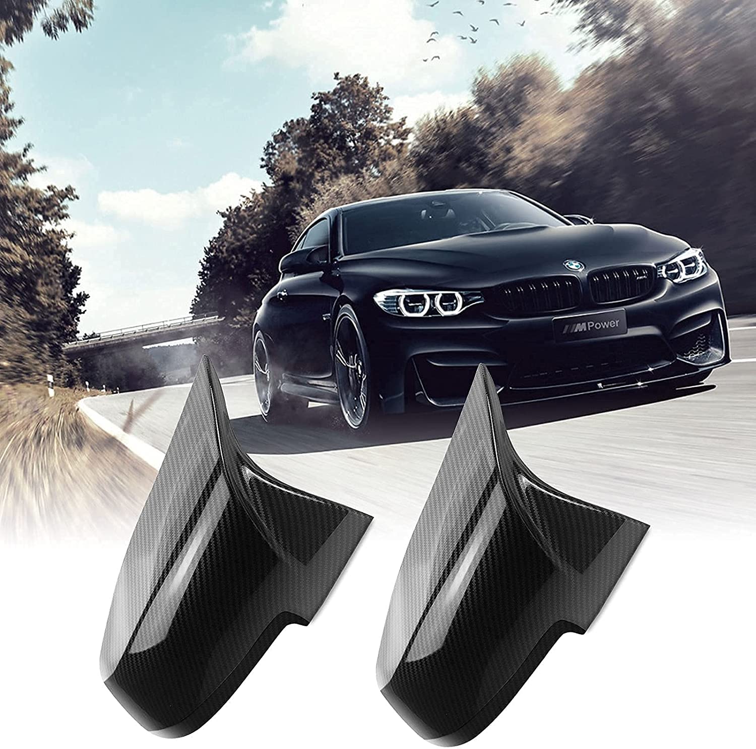 Door Mirror Covers Carbon Fiber Side Mirror Cover Caps Rearview Replacement for F20 F22 F23 F30 F31 F32 F33 F36 F87 M2 X1 E84 - Delicate Leather