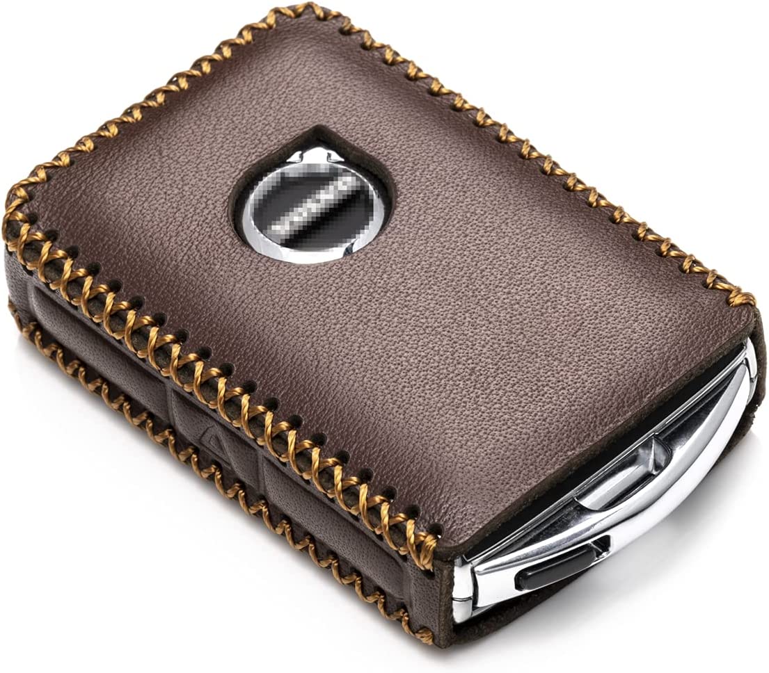 Genuine Leather Smart Key Fob Case Compatible with Volvo XC40, XC60, XC90, S90, S60, V60, V90 2019-2022 - Delicate Leather