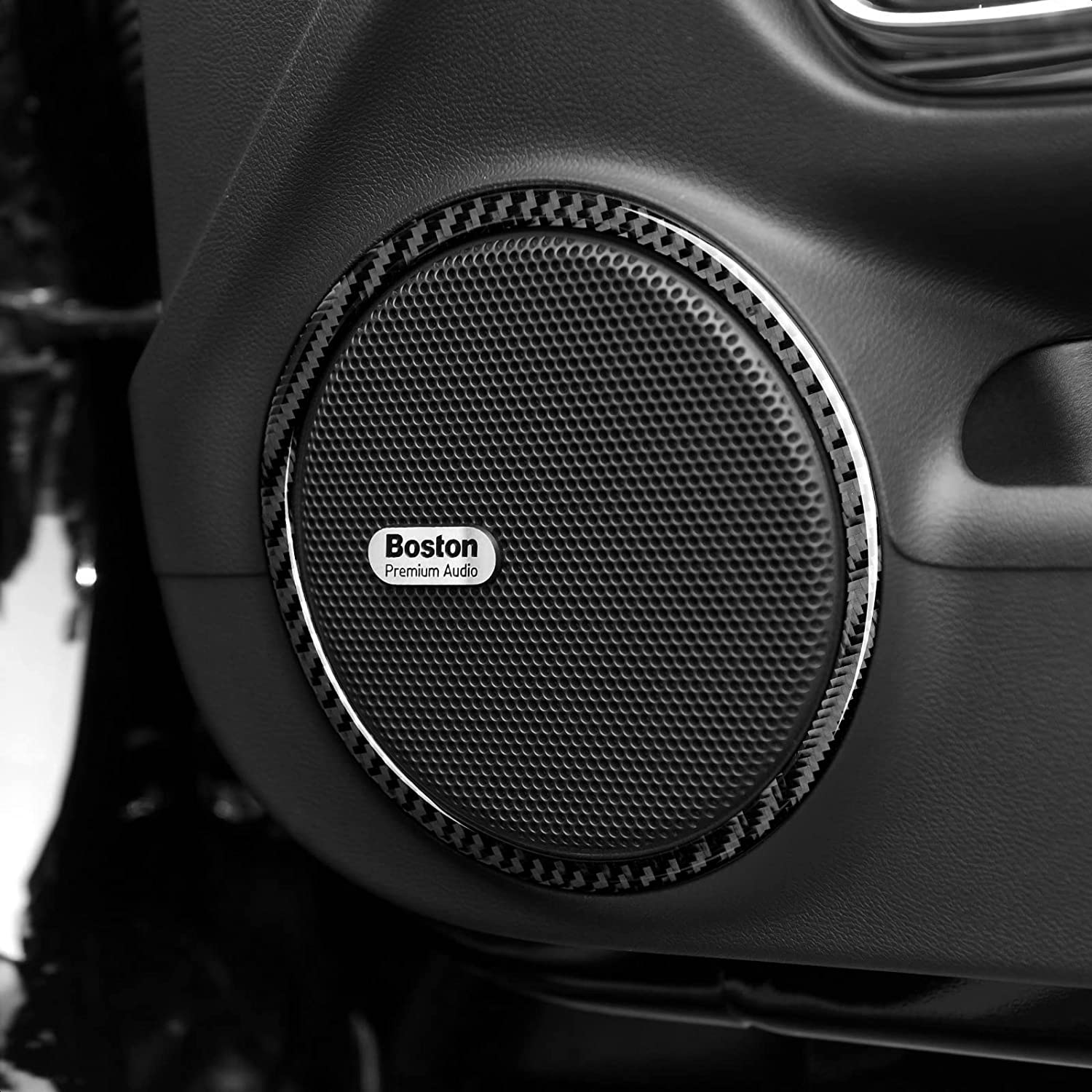 Car Door Audio Speaker Sticker Decal Carbon Fiber Interior Trim Cover for Camaro 2010 2011 2012 2013 2014 2015 Accessories - Delicate Leather