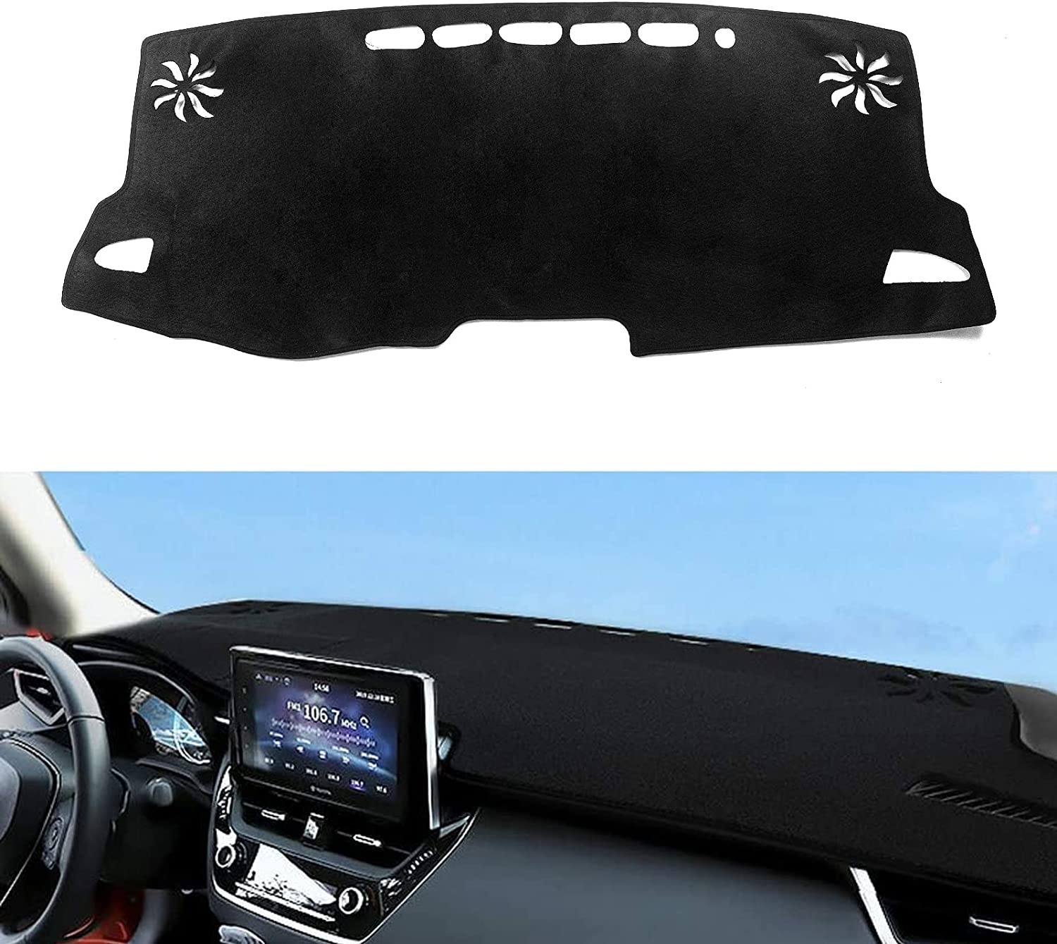 Car Dashboard Dash Cover Mat Carpet Compatible with 2019 2020 2021 2022 Corolla Sedan Custom Interior Center Consolen Dash Board Pad Non-Slip Sunshield Protector Black - Delicate Leather