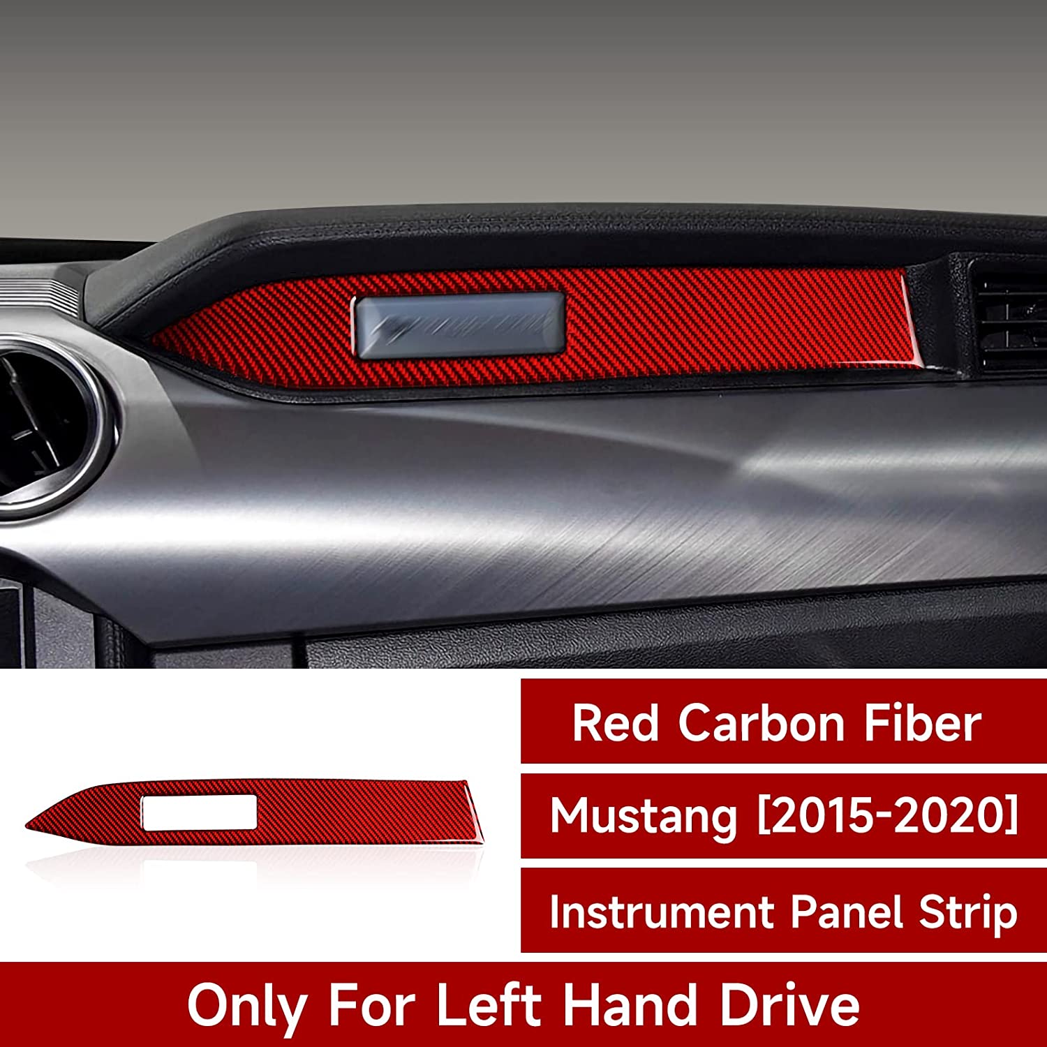 Car Instrument Panel Sticker Decal Carbon Fiber Interior Trim Cover for Ford Mustang 2015 2016 2017 2018 2019 2020 Accessories - Delicate Leather