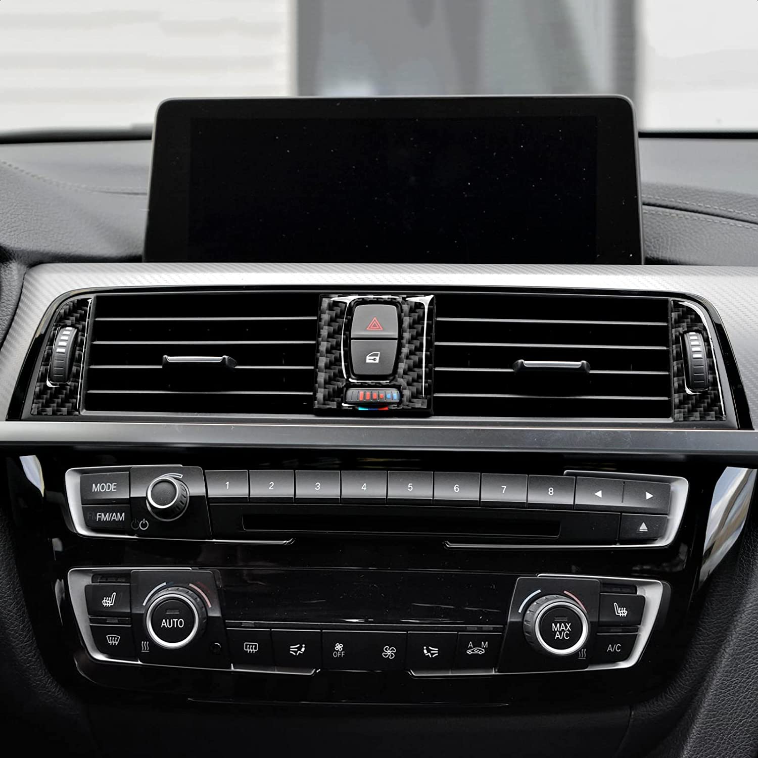 8PCS Car Air Vent Decal Carbon Fiber Sticker Trim Cover Compatible with 3 4 Series Accessories (B) -- ONLY for F30 (2016-2019), F32 F34 (2017-2019) - Delicate Leather