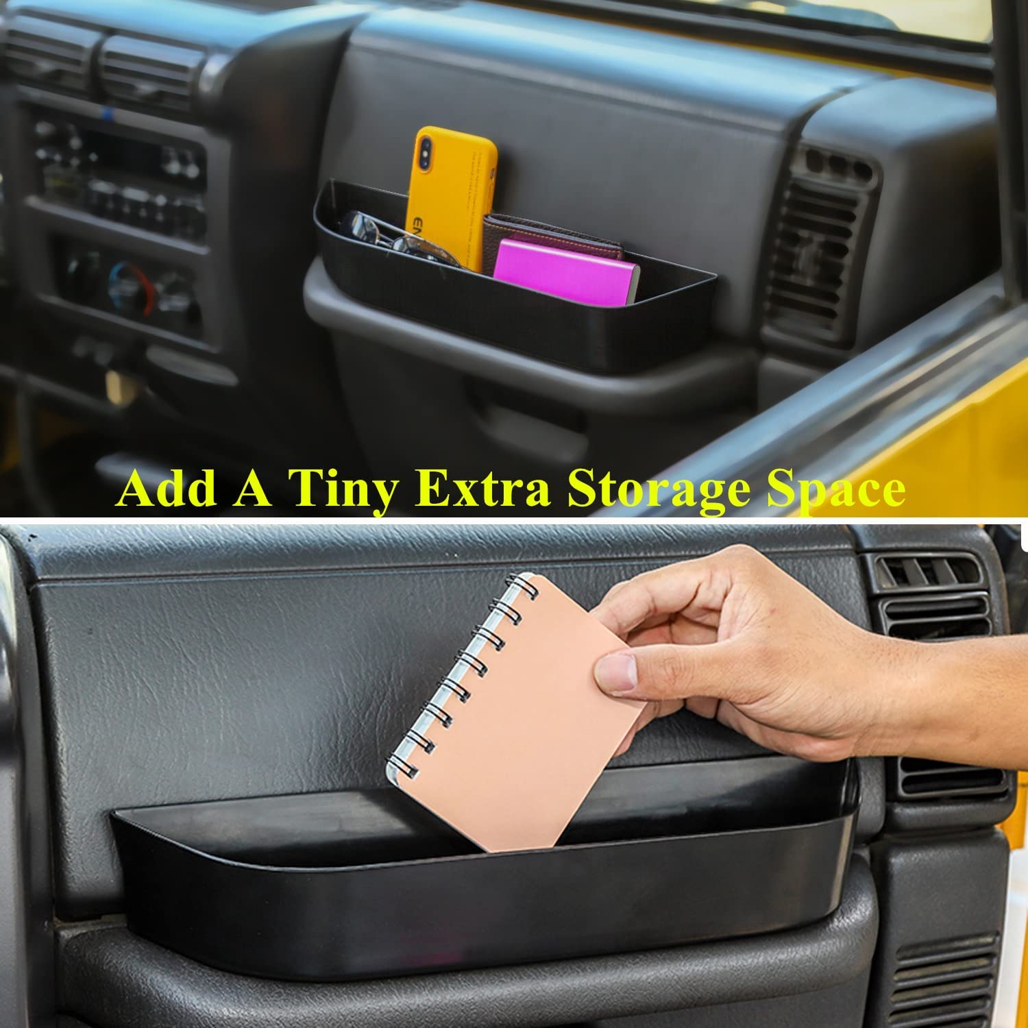 TJ Co-pilot Passenger Grab Bar Storage Tray Organizer Box for 1997-2006 Wrangler TJ SE Sport Sahara Rubicon Sport Utility Black Interior Parts Accessories - Delicate Leather