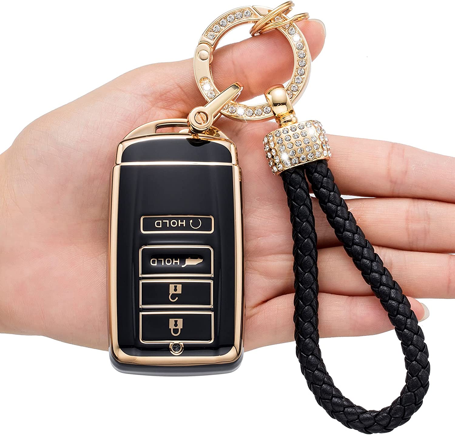 TPU Case 360 Degree Car Key fob Cover Compatible with RDX RLX CDX NSX TLX TLX-L Smart Remote Premium Key fob Protector - Delicate Leather