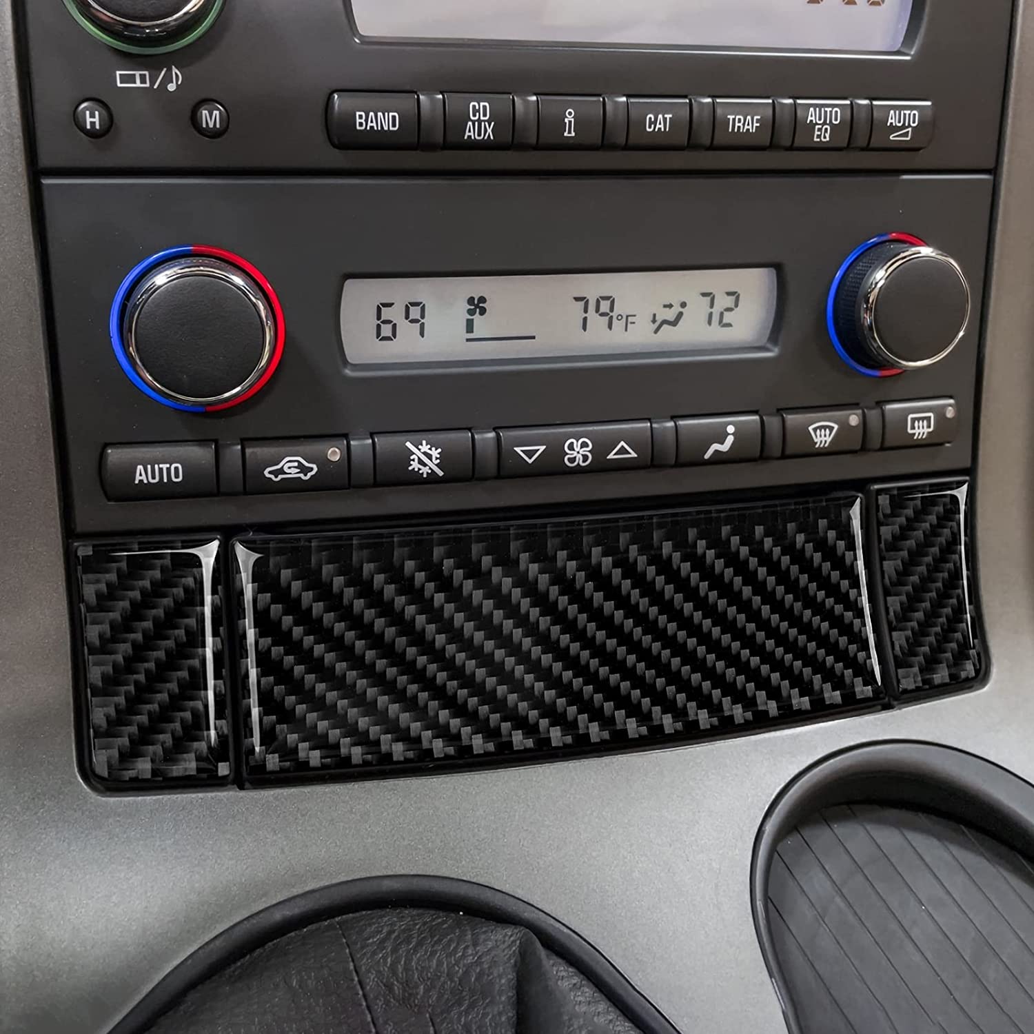 Car Center Storage Seat Heating Button Cover Carbon Fiber Interior Trim Decal Compatible with C6 2005 2006 2007 2008 2009 2010 2011 2012 2013 Accessories - Delicate Leather