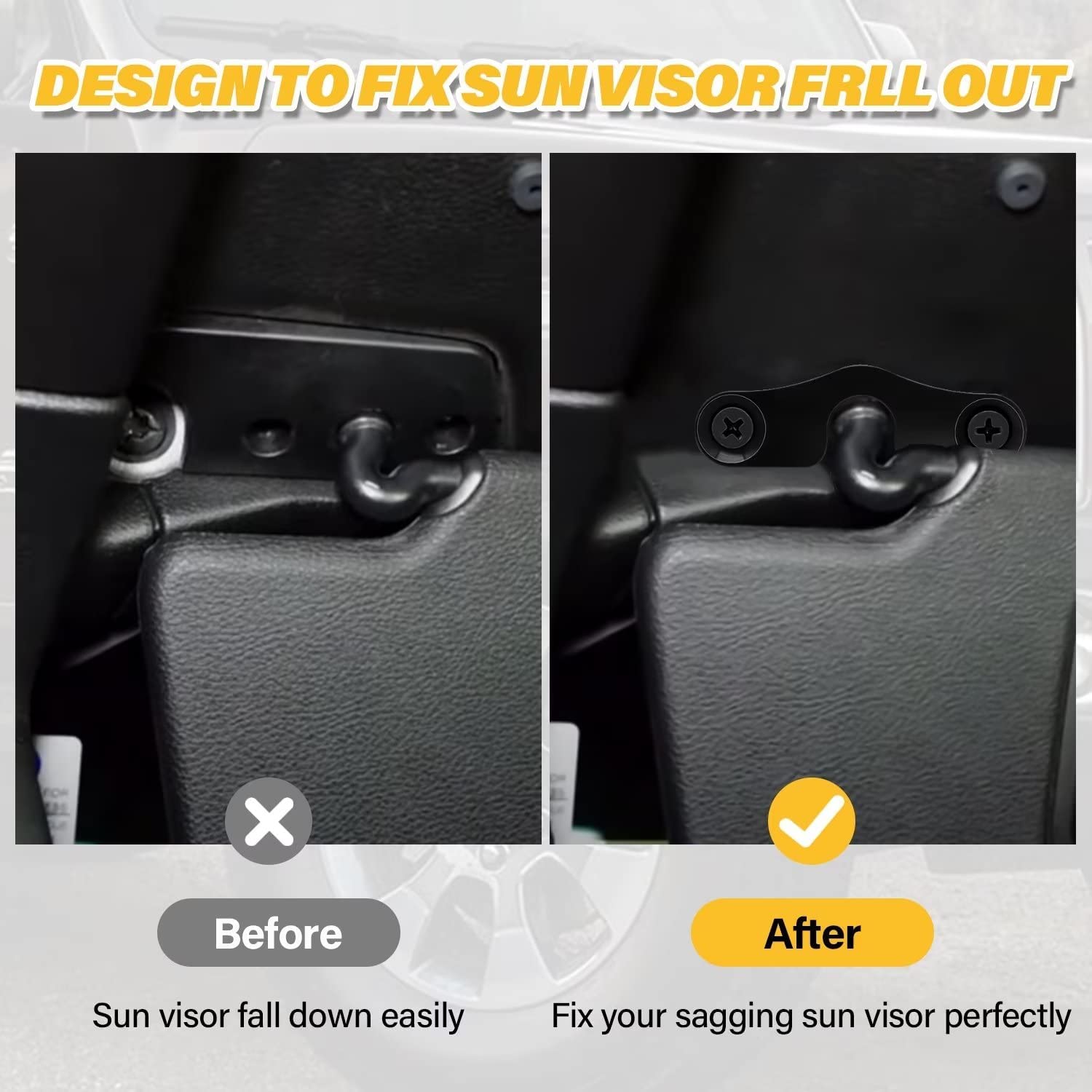 Sun Visor Repair Kit Heavy Duty Sun Visor Clips Compatible with Wrangler JK & JL 2018-2022/ Gladiator 2020-2022 (2 Pack) - Delicate Leather