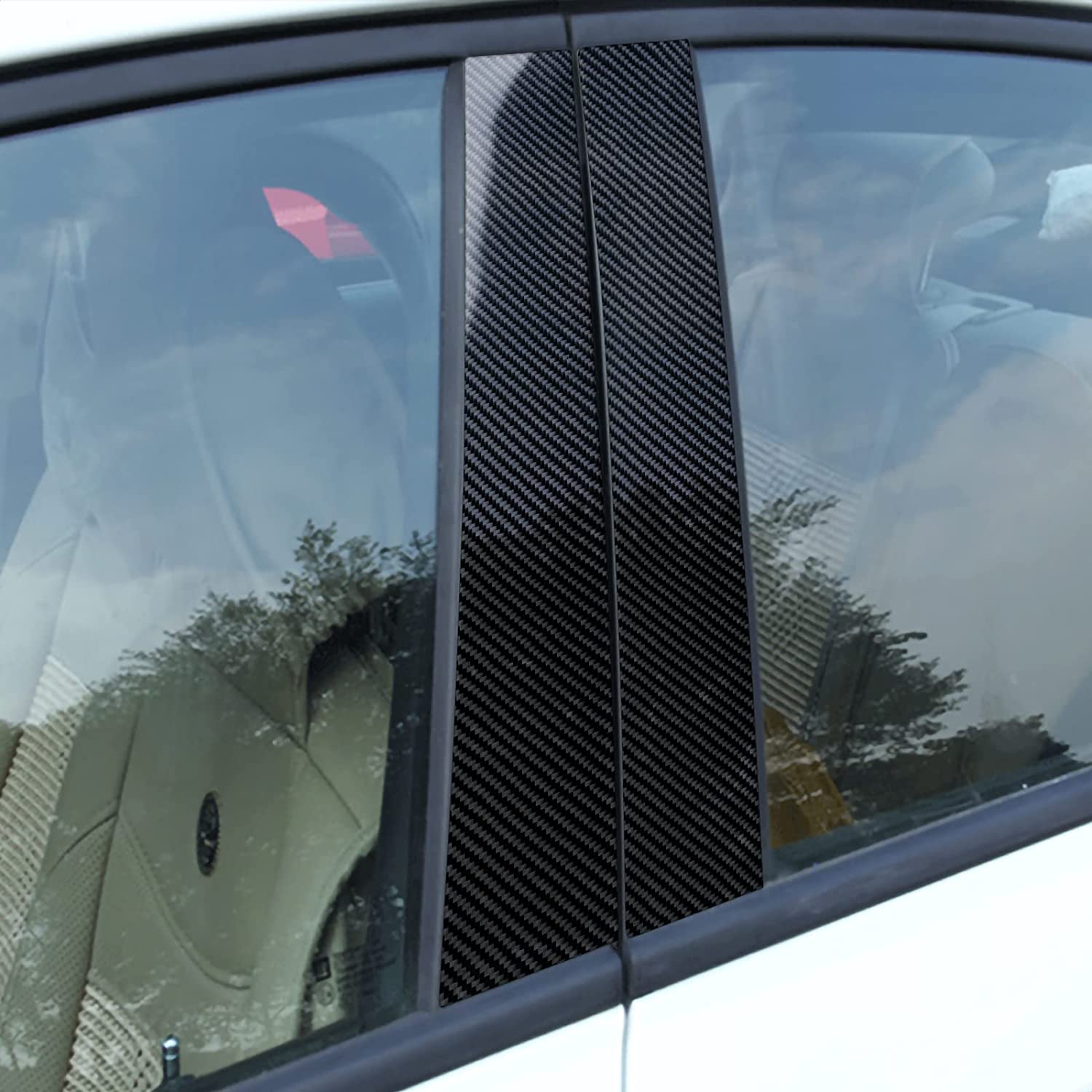 6PCS Car Window Molding Trim B-Pillars Sticker Carbon Fiber Decals fits for F30 2012 2013 2014 2015 2016 2017 2018 2019 Accessories -- ONLY for F30 - Delicate Leather