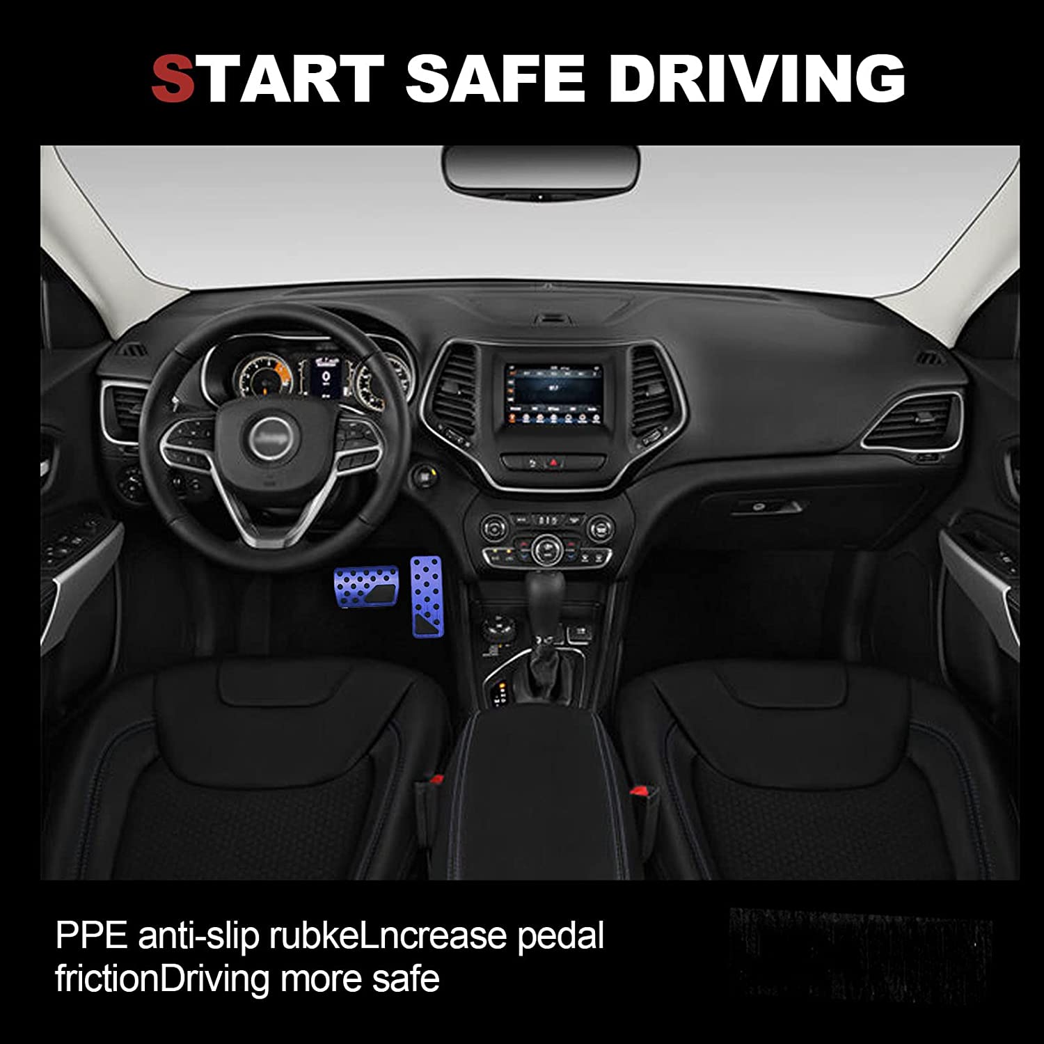 Aluminum Alloy No Drilling Non Slip Gas Pedal Brake Pedal Cover Interior Accessories Kit 2 Pieces Compatible with 2011-2021 Grand Cherokee & Dodge Durango - Delicate Leather