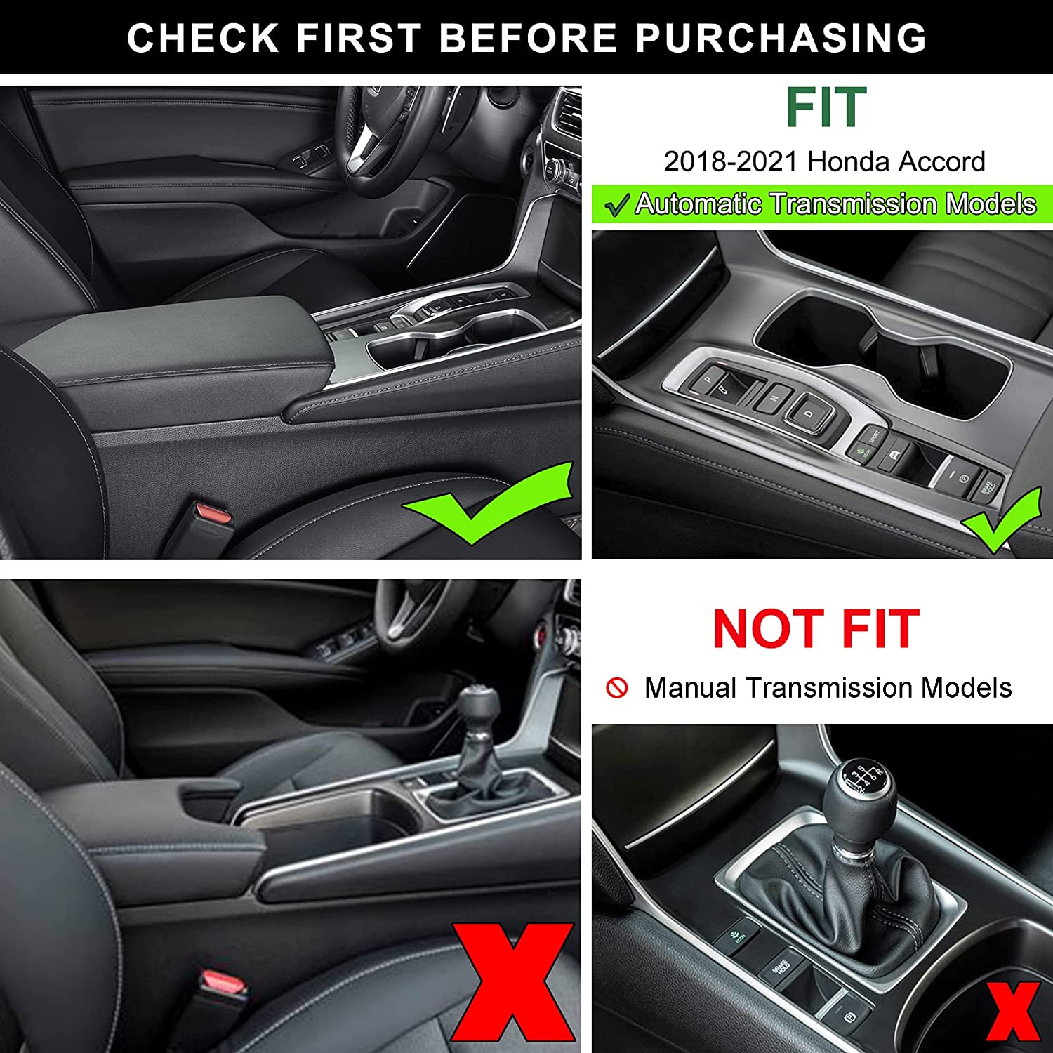 Console Organizer Compatible with Honda Accord 2018 2019 2020 2021 2022 ABS Plastic Material Armrest Box Insert Tray Pallet Accessories (NOT Fit for Manual Transmission Models) - Delicate Leather