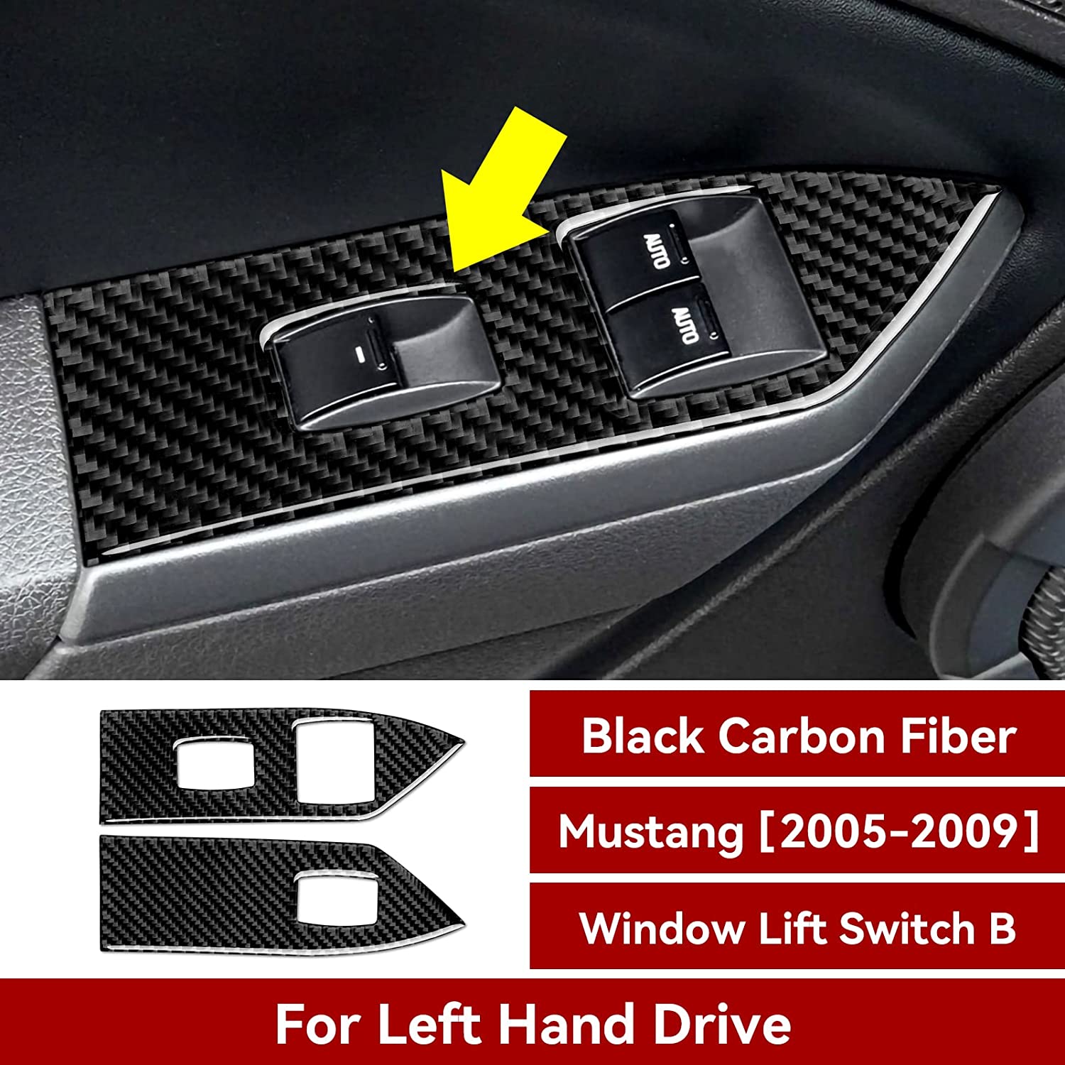 Carbon Fiber Sticker Decal Car Window Lift Switch Cover Interior Trim Cover for Mustang GT 2005 2006 2007 2008 2009 S197 Accessories - Delicate Leather