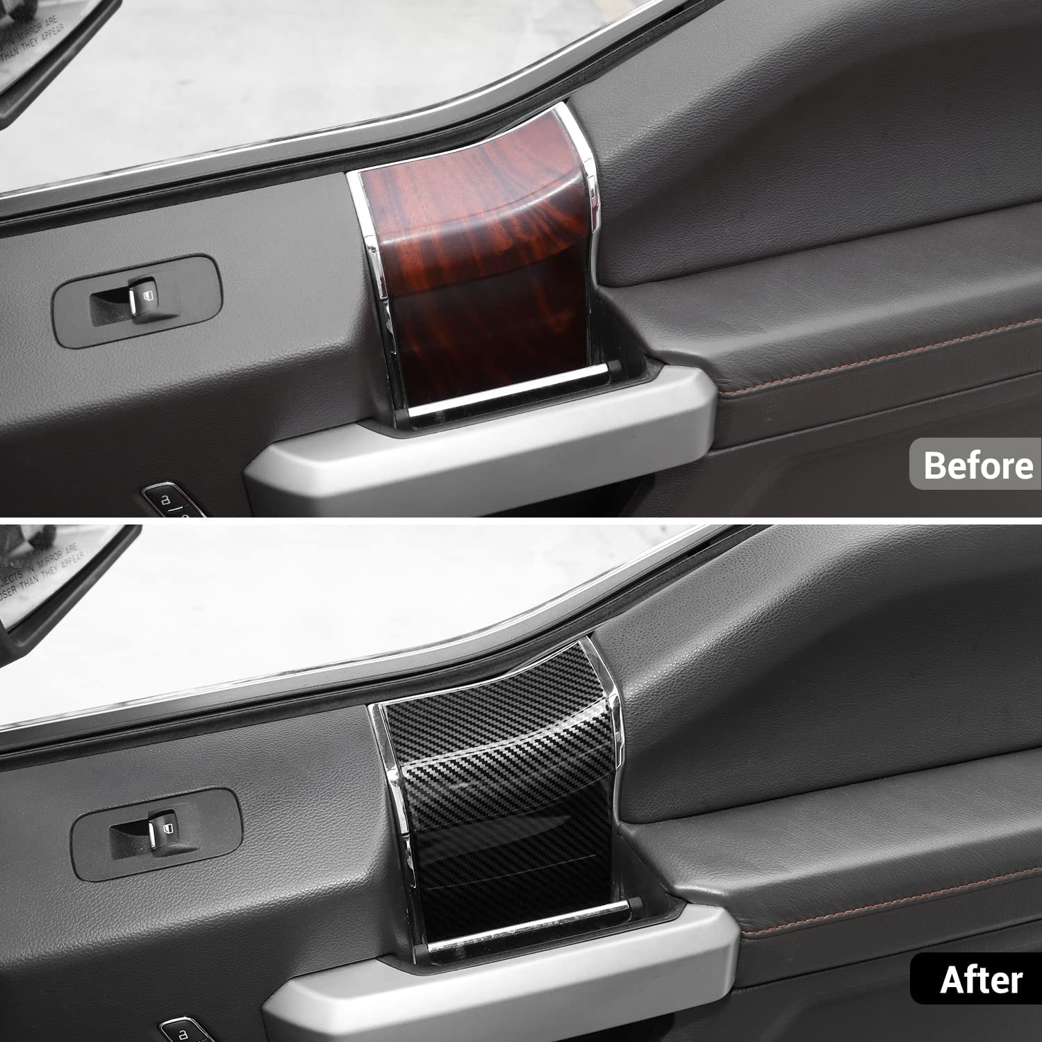 Interior Door Handle Panel Trim ABS Cover Accessories for 2015-2020 Ford F150 - Delicate Leather
