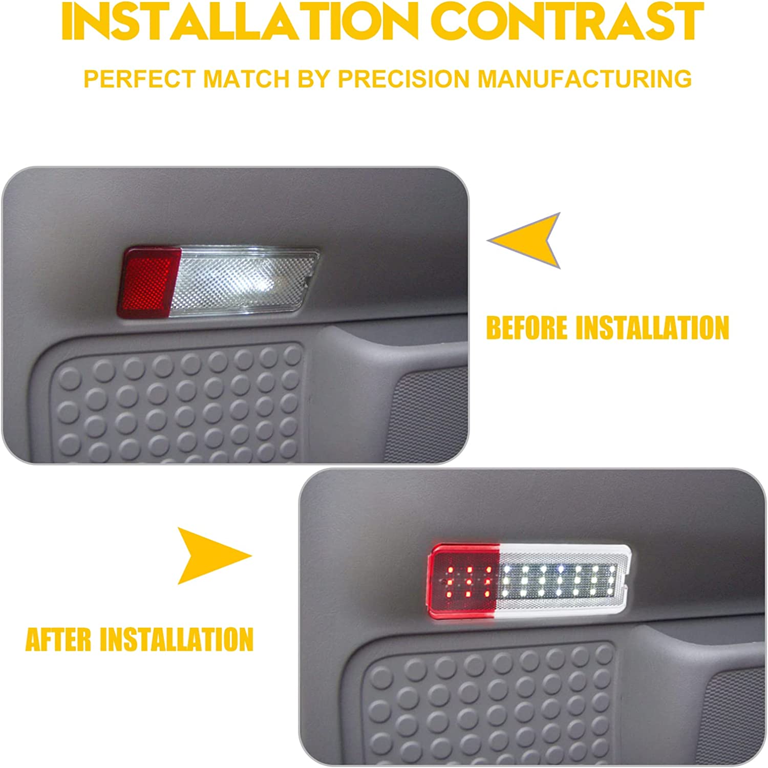 LED Interior Door Reflector Panel Courtesy light Door Light Warning Light Lamp Assembly Compatible with Ford (1999-2007 SuperDuty F250 F350 F450 F550 Super Duty & 2000-2005 Excursion),F81Z-2523820-AA - Delicate Leather