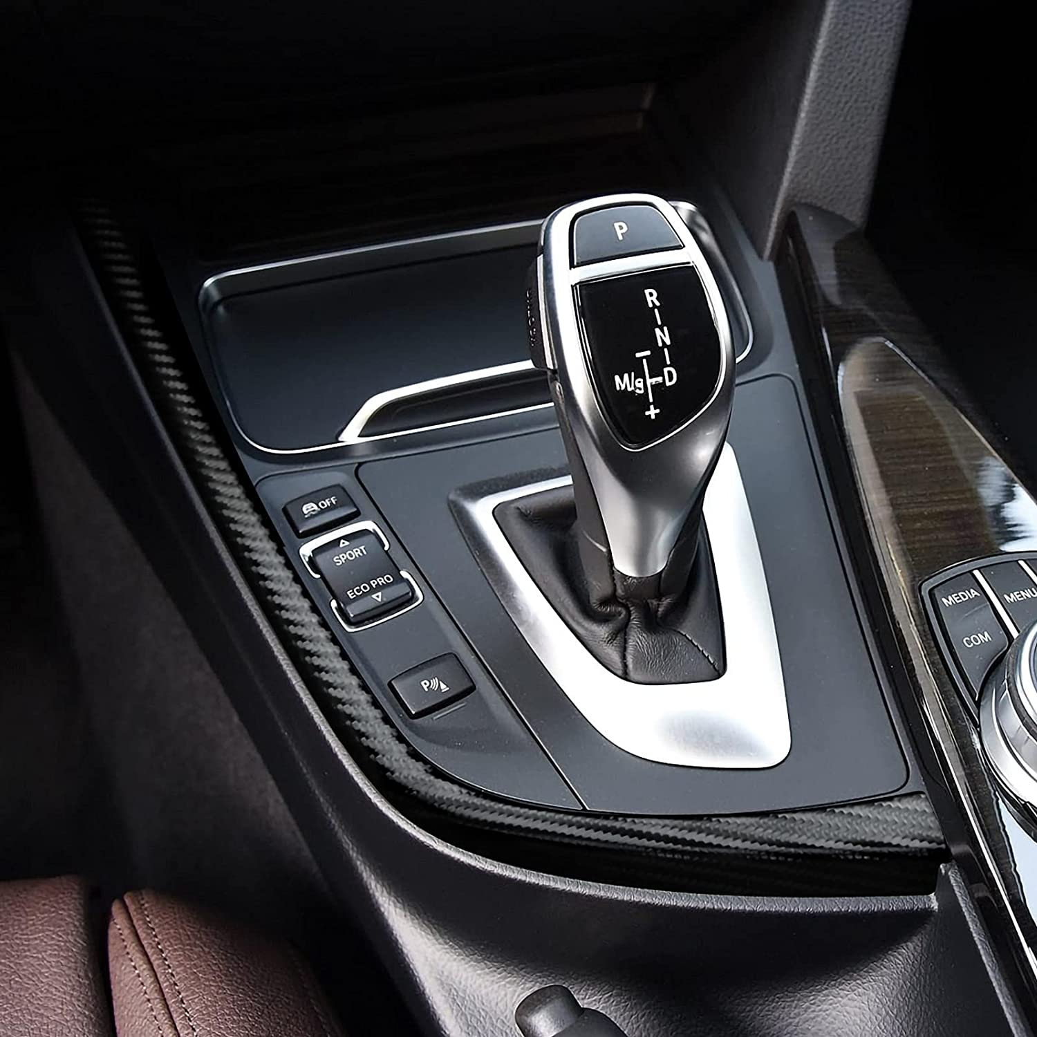 Car Gear Shift Cover Panel Sticker Decal ABS Trim fit for F30 F31 F34 3GT F32 F33 F36 3 4 Series Car Accessories - Delicate Leather