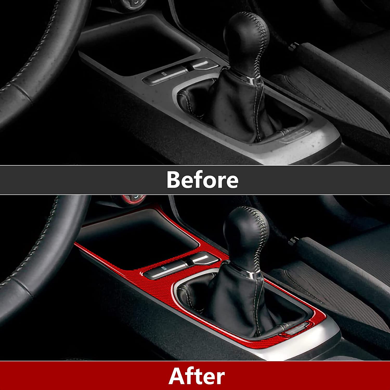 Carbon Fiber Car Gear Shift Panel Sticker Decal Interior Trim Cover for Camaro 2010 2011 2012 2013 2014 2015 Accessories - Delicate Leather
